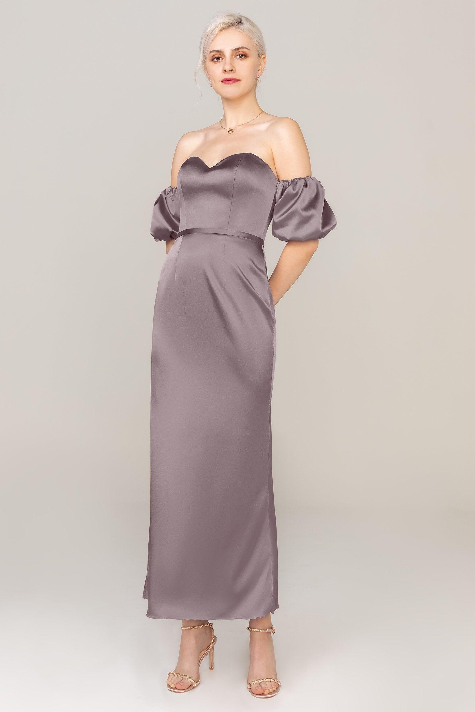 Sheath Ankle Length Luxe Satin Dress CS0306 - COCOMELODY