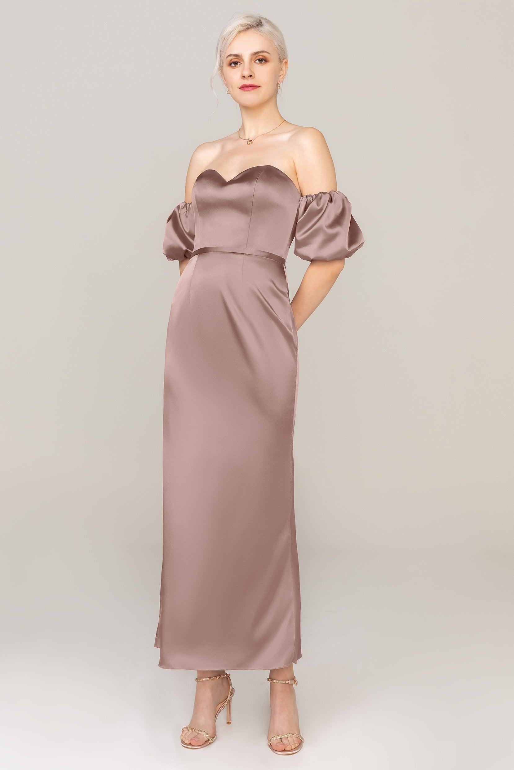 Sheath Ankle Length Luxe Satin Dress CS0306 - COCOMELODY