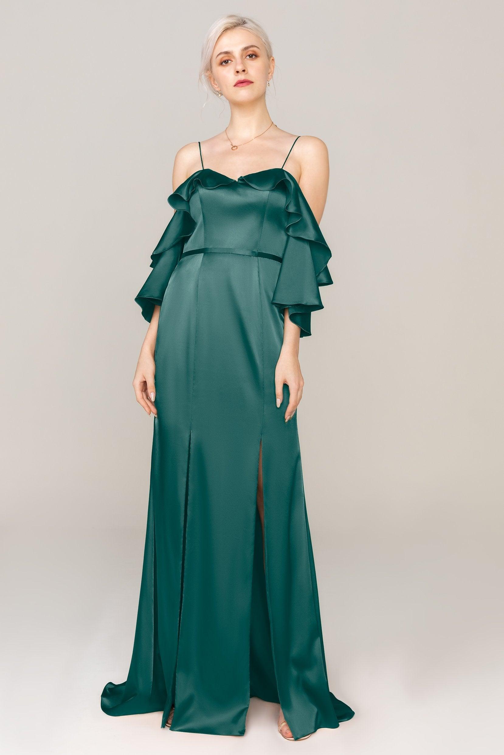 Sheath Sweep Train Luxe Satin Dress CS0310 - COCOMELODY