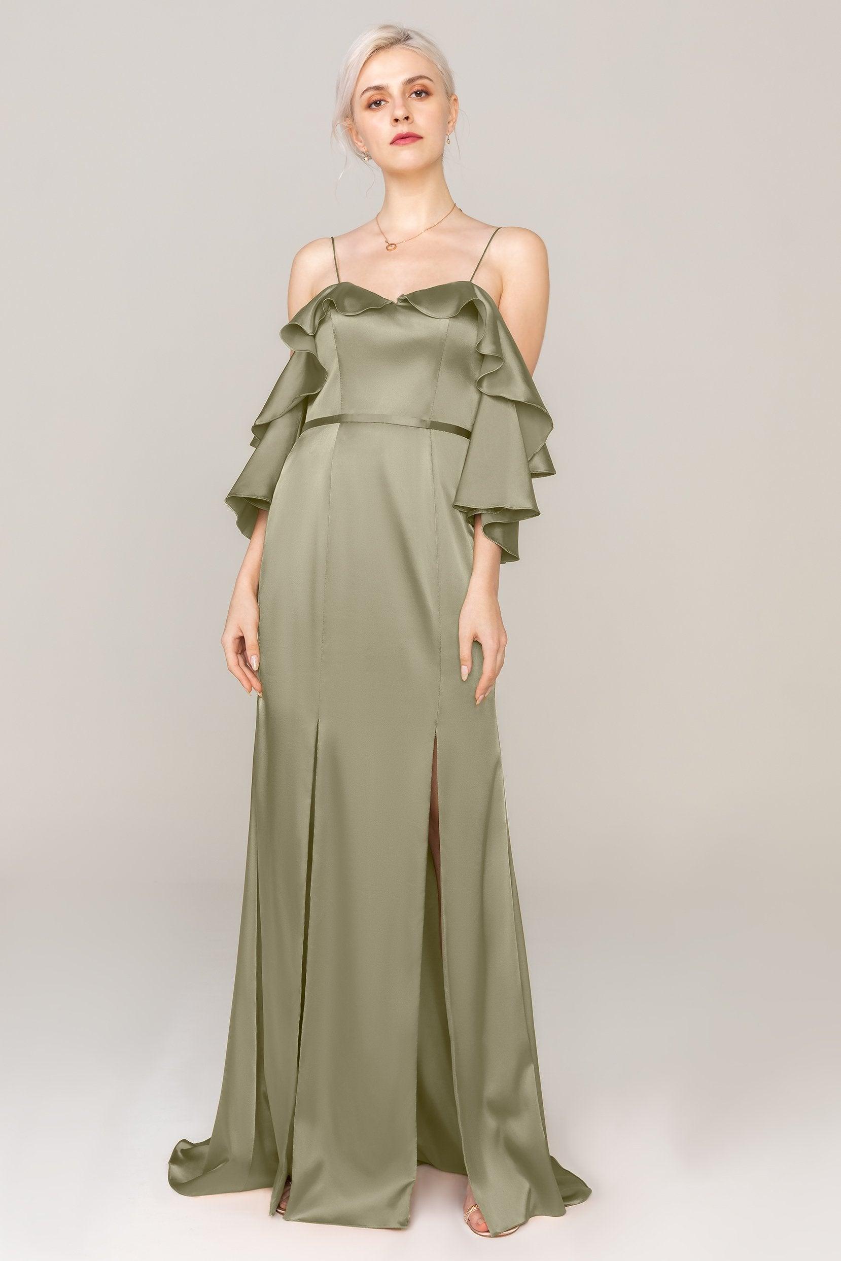 Sheath Sweep Train Luxe Satin Dress CS0310 - COCOMELODY