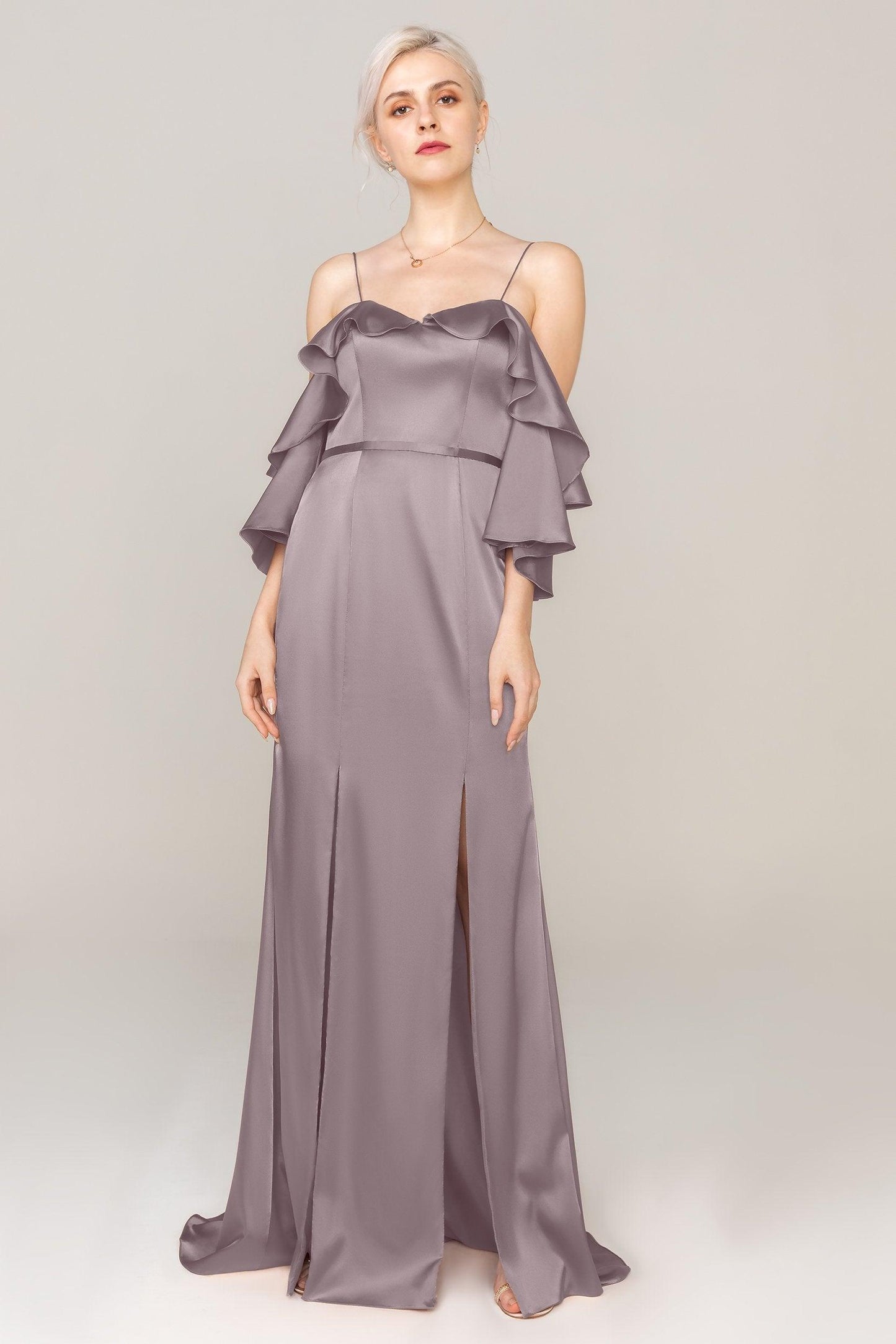 Sheath Sweep Train Luxe Satin Dress CS0310 - COCOMELODY