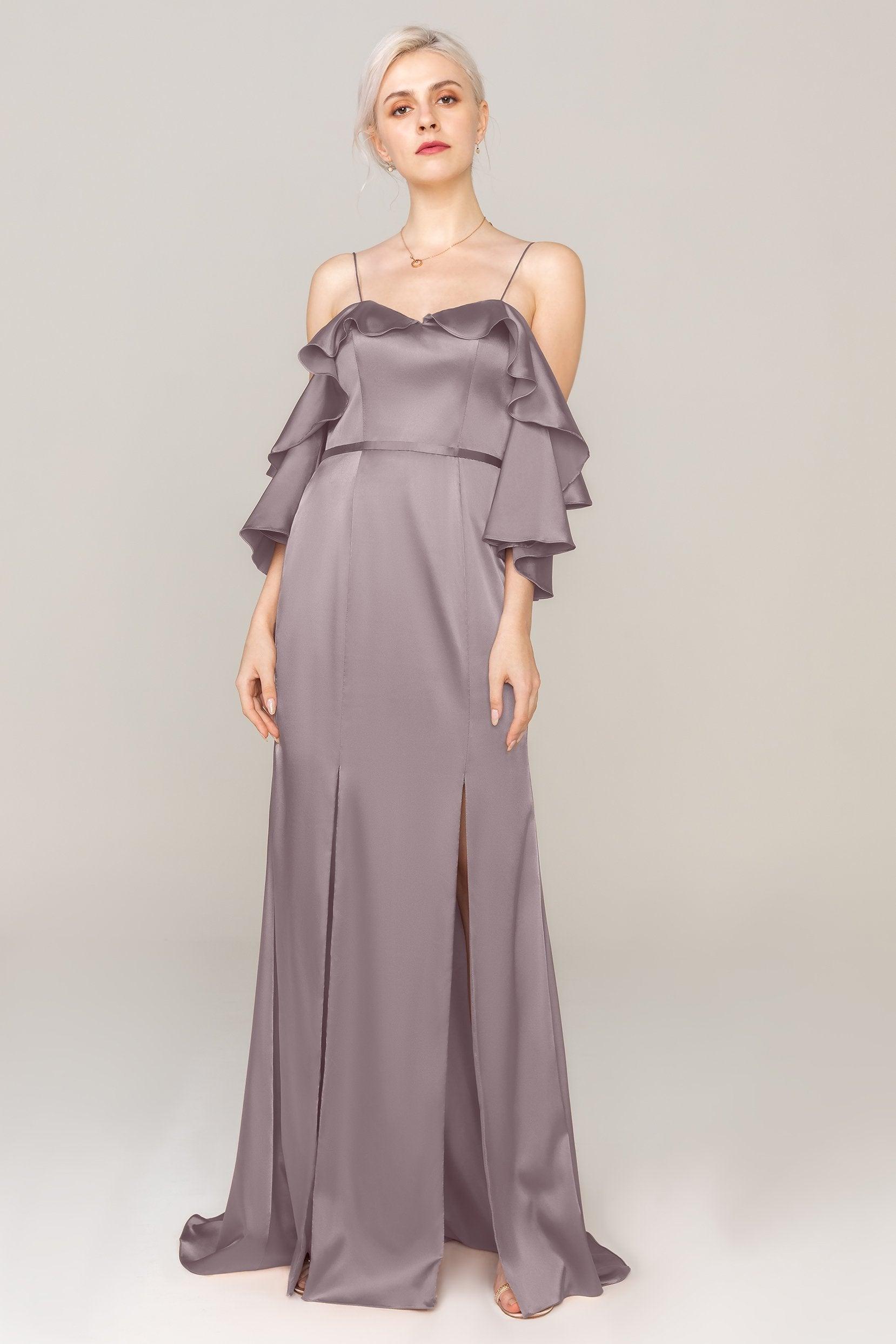 Sheath Sweep Train Luxe Satin Dress CS0310 - COCOMELODY