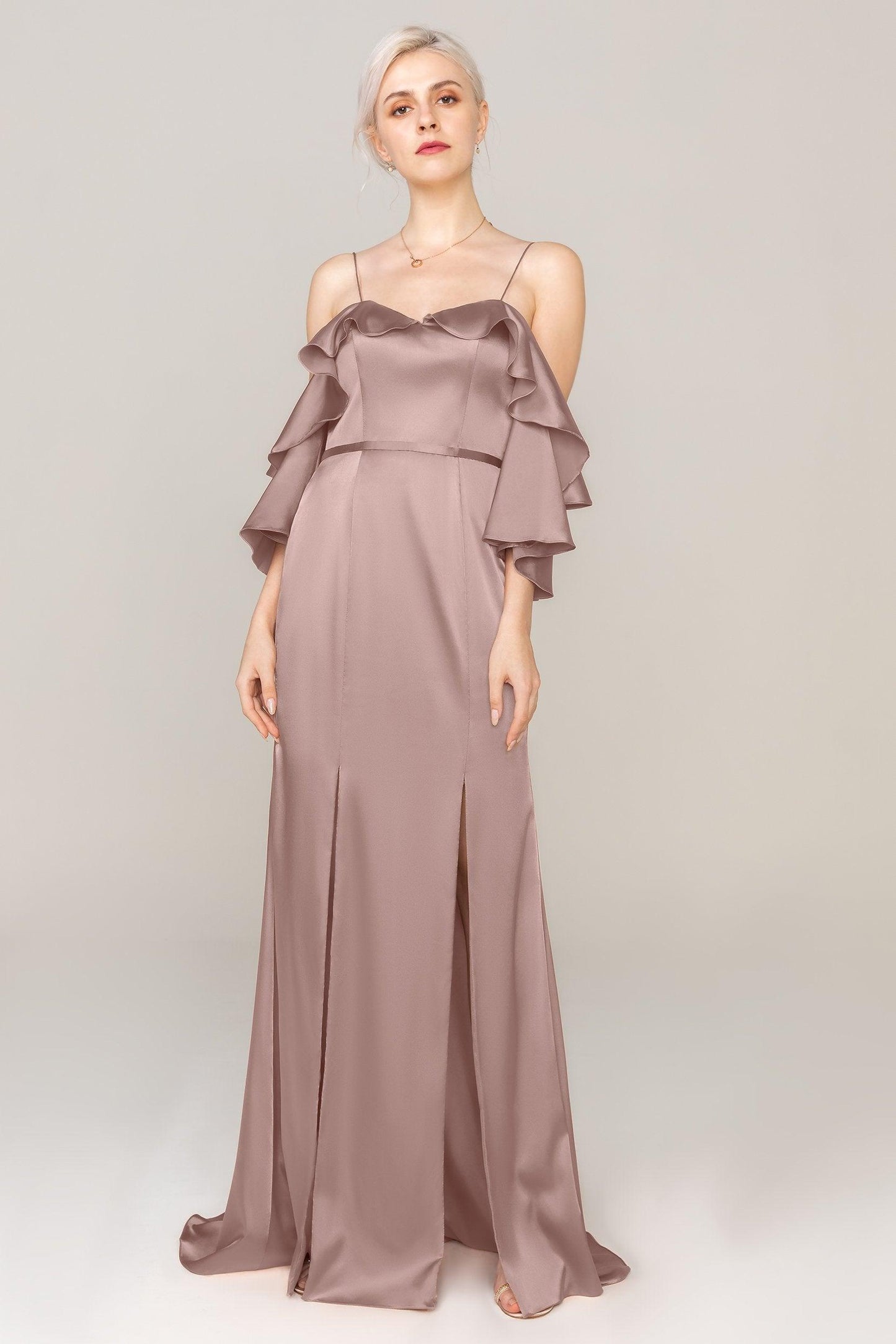 Sheath Sweep Train Luxe Satin Dress CS0310 - COCOMELODY