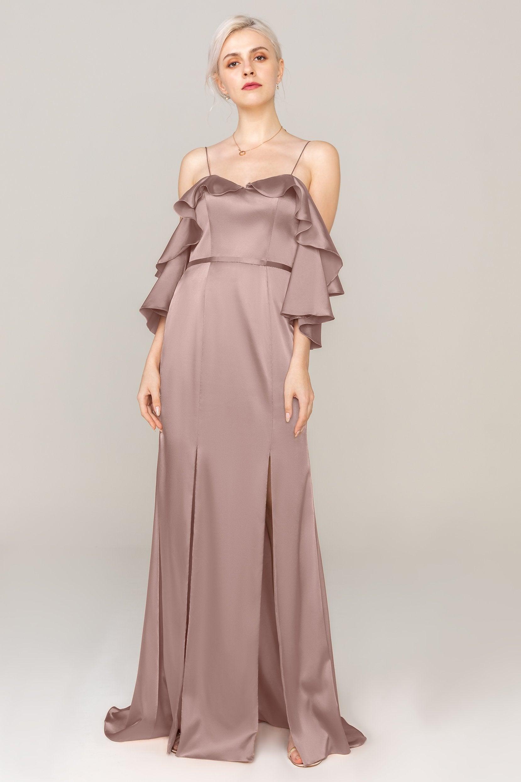 Sheath Sweep Train Luxe Satin Dress CS0310 - COCOMELODY