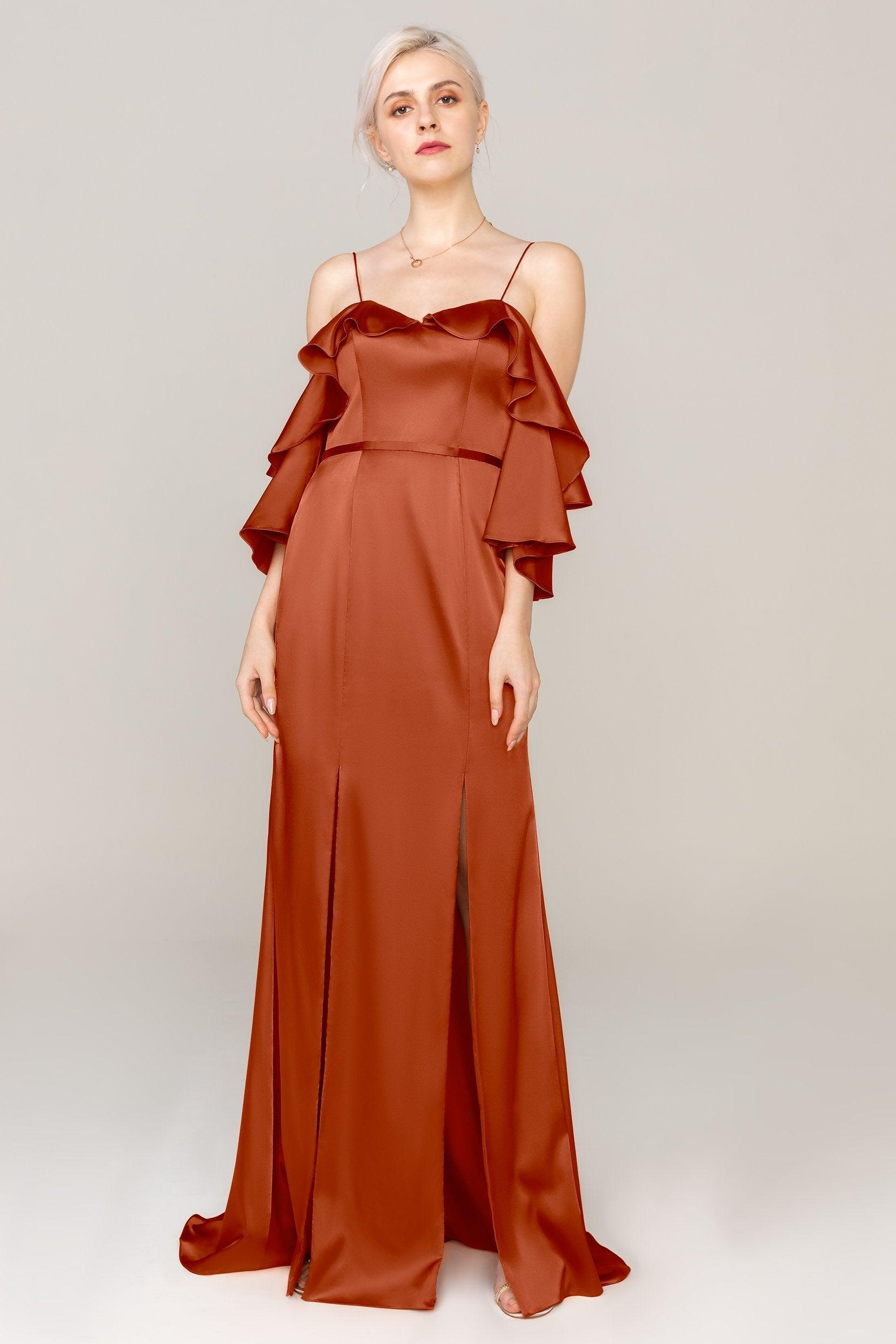 Sheath Sweep Train Luxe Satin Dress CS0310 - COCOMELODY