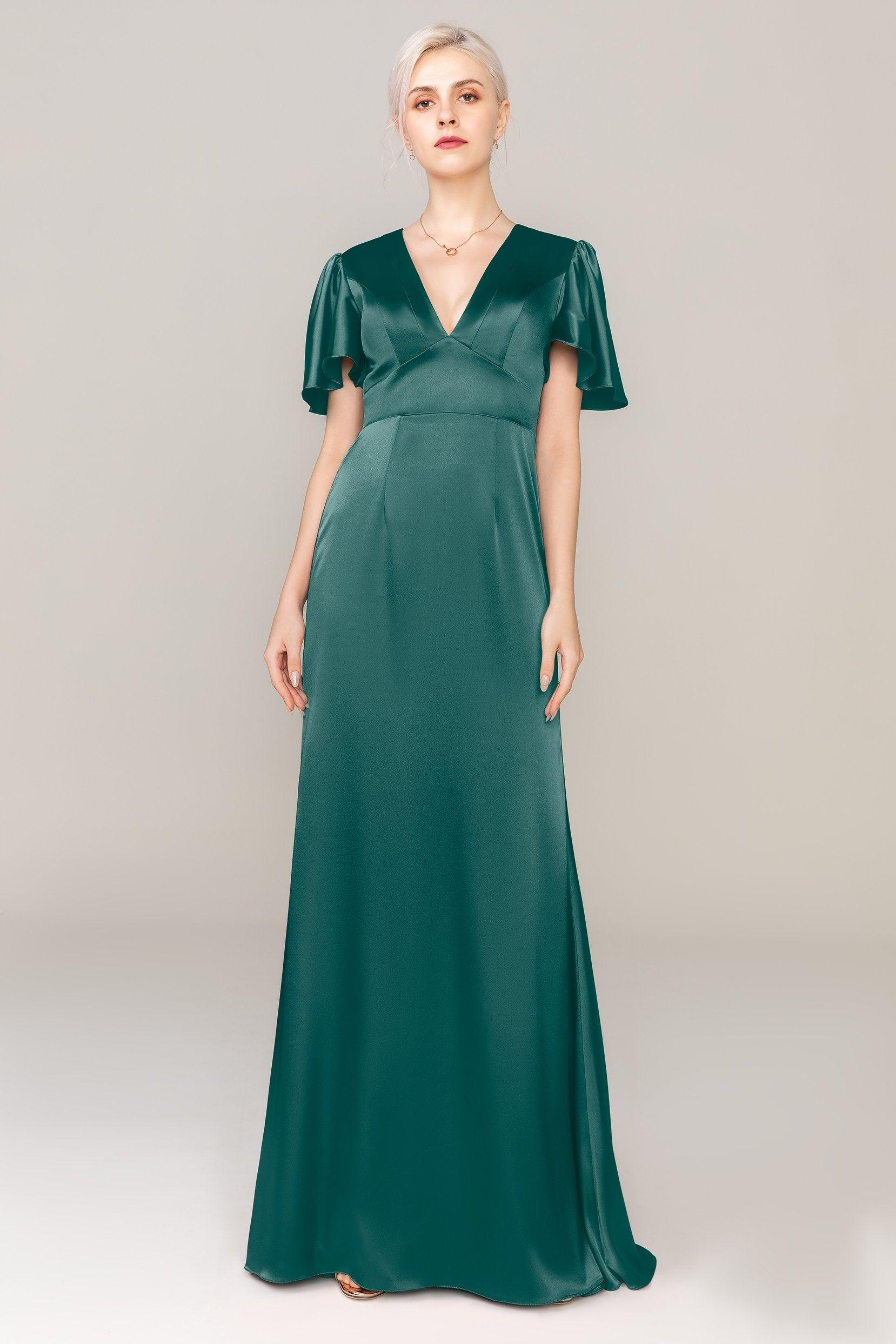 Sheath Sweep Train Luxe Satin Dress CS0312 - COCOMELODY