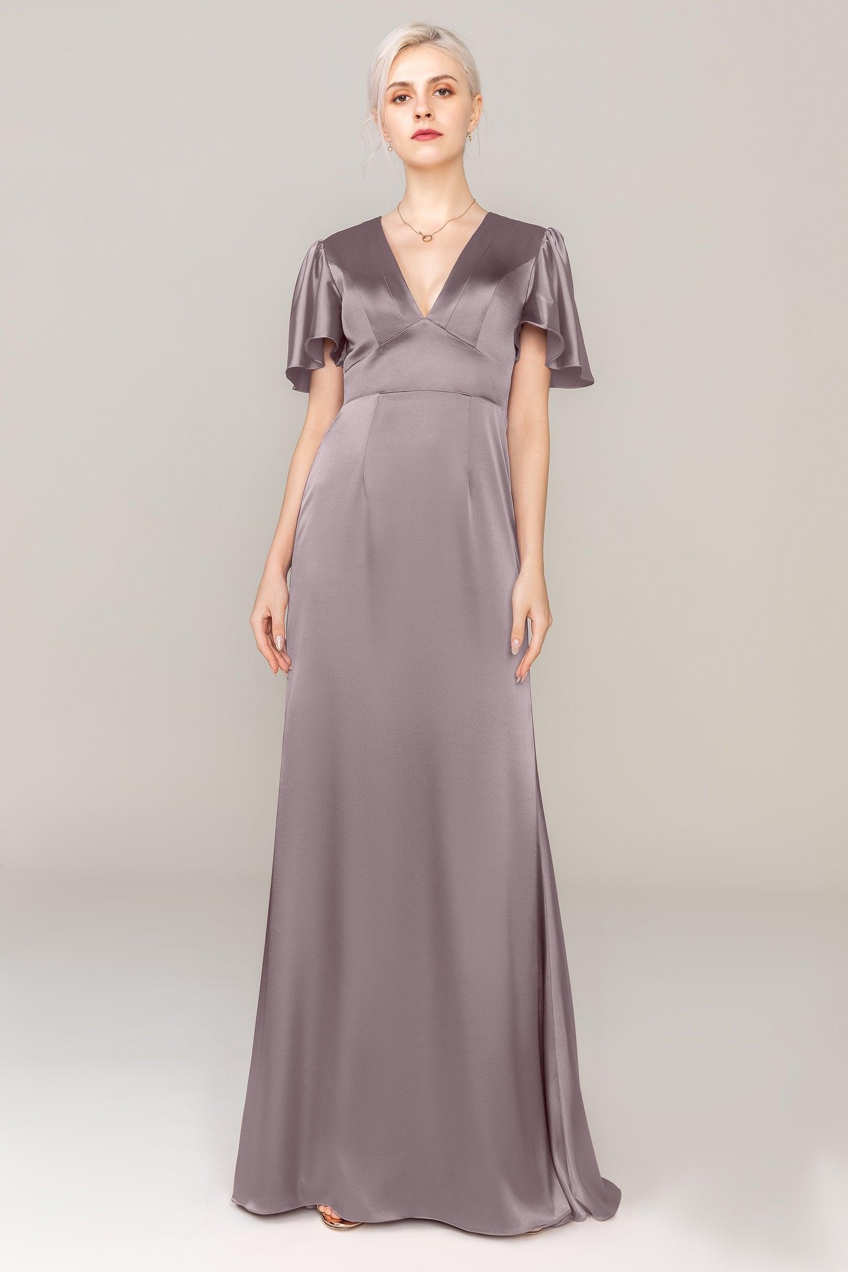 Sheath Sweep Train Luxe Satin Dress CS0312 - COCOMELODY
