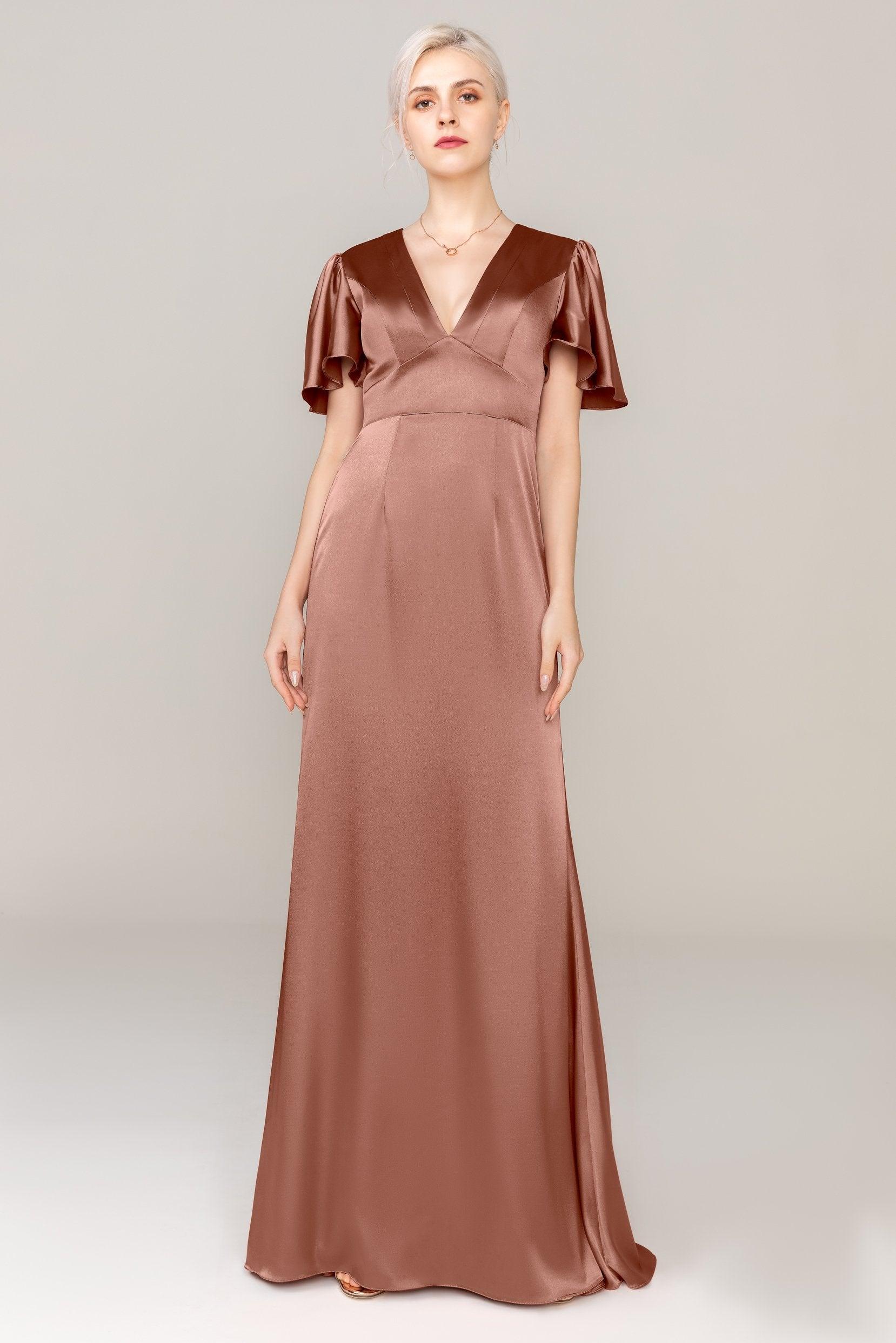 Sheath Sweep Train Luxe Satin Dress CS0312 - COCOMELODY
