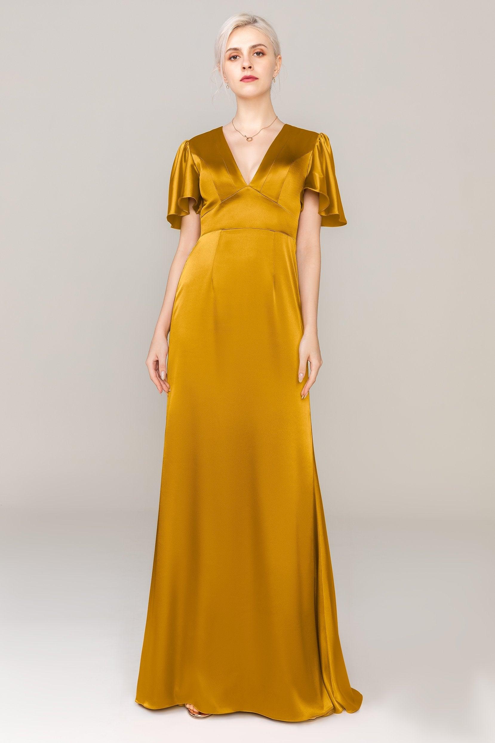 Sheath Sweep Train Luxe Satin Dress CS0312 - COCOMELODY