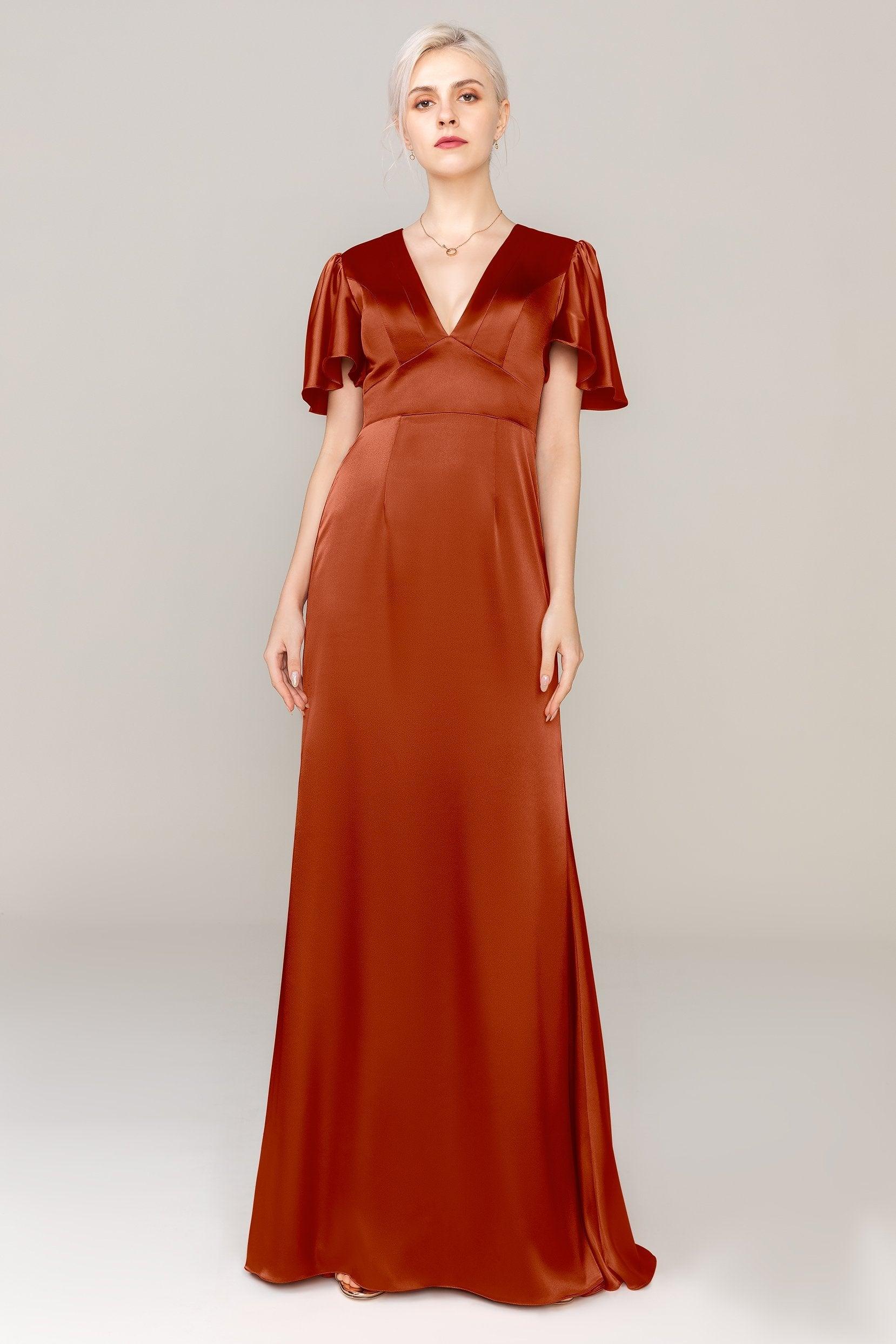 Sheath Sweep Train Luxe Satin Dress CS0312 - COCOMELODY