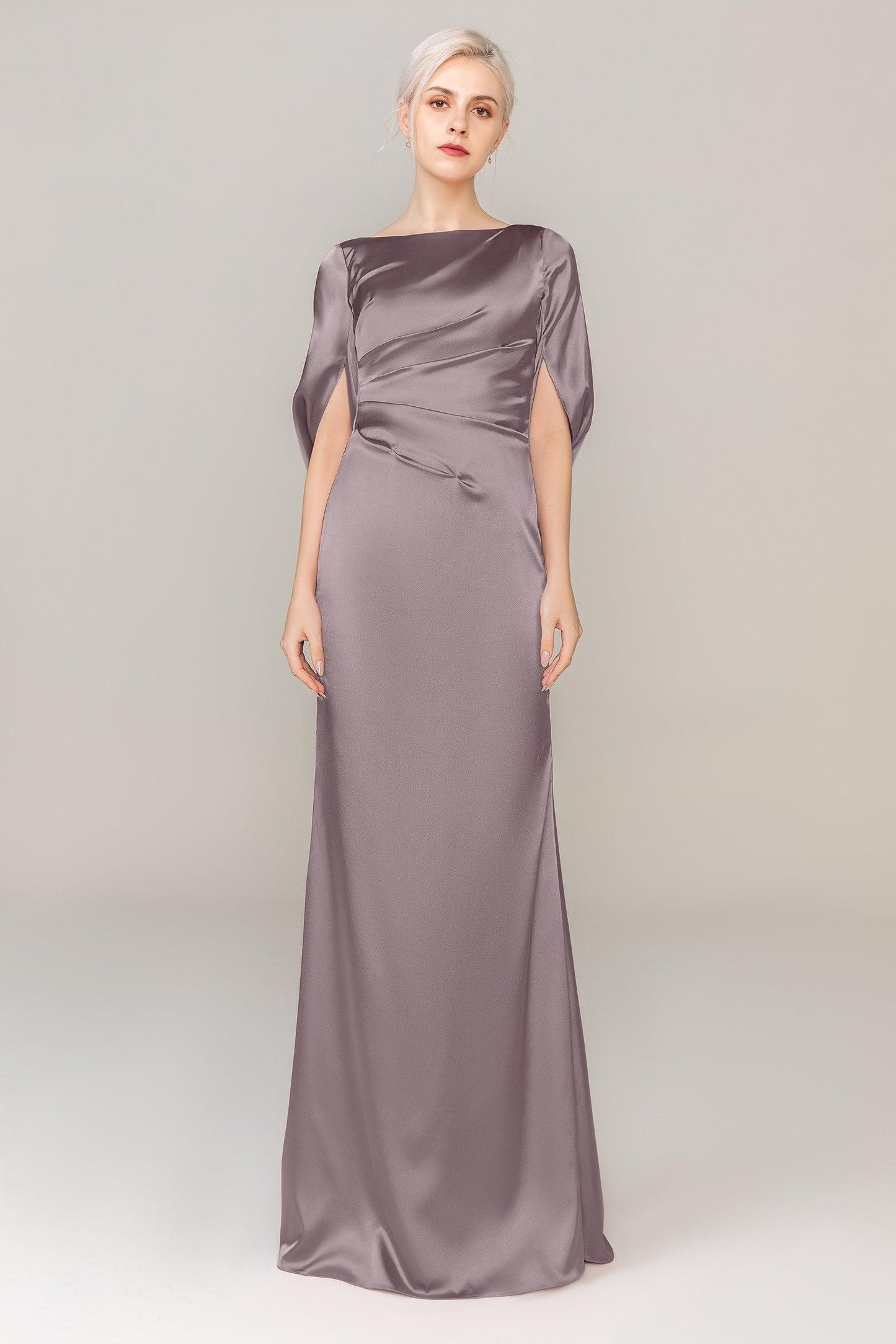 Sheath Sweep Train Luxe Satin Dress CS0314 - COCOMELODY