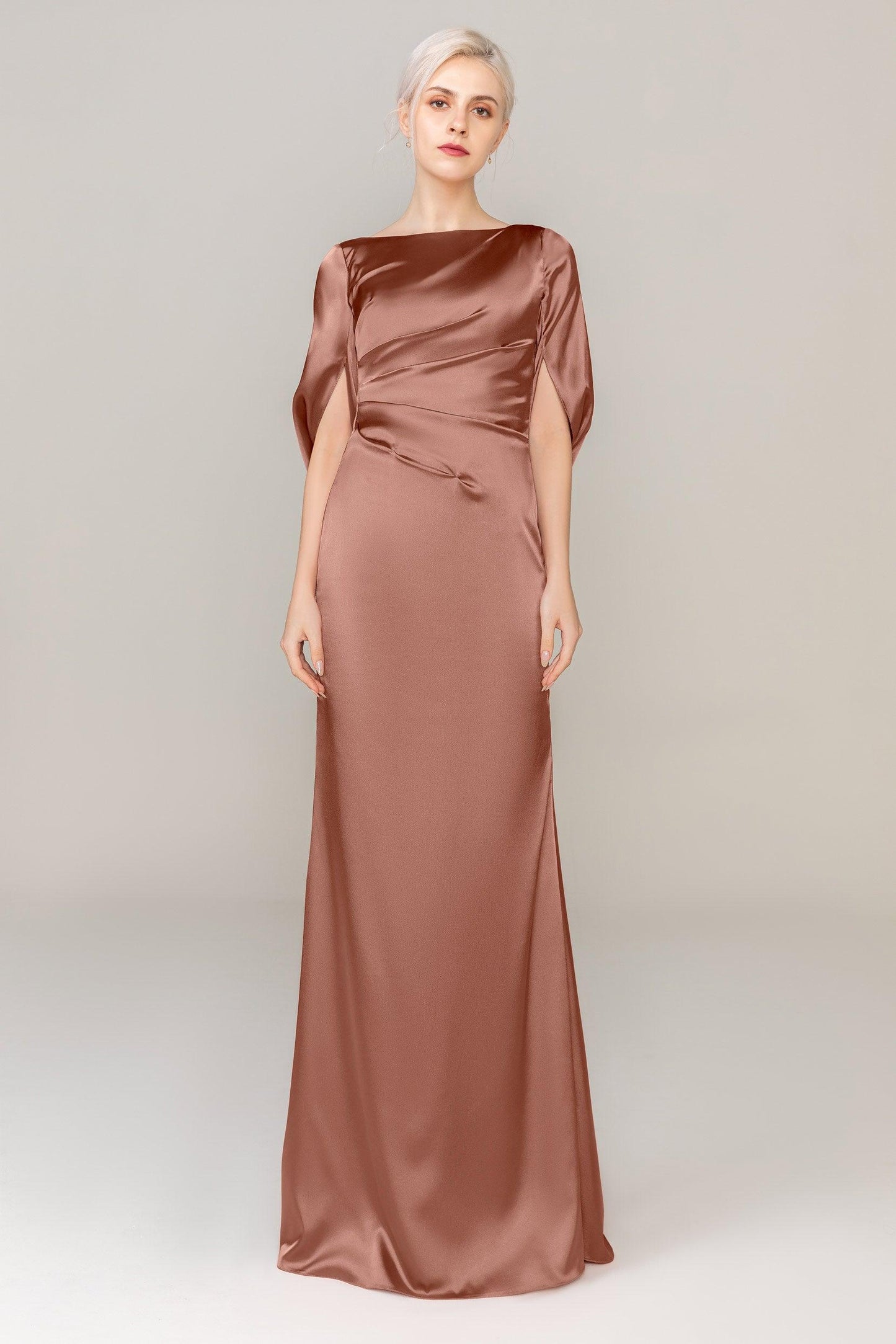 Sheath Sweep Train Luxe Satin Dress CS0314 - COCOMELODY