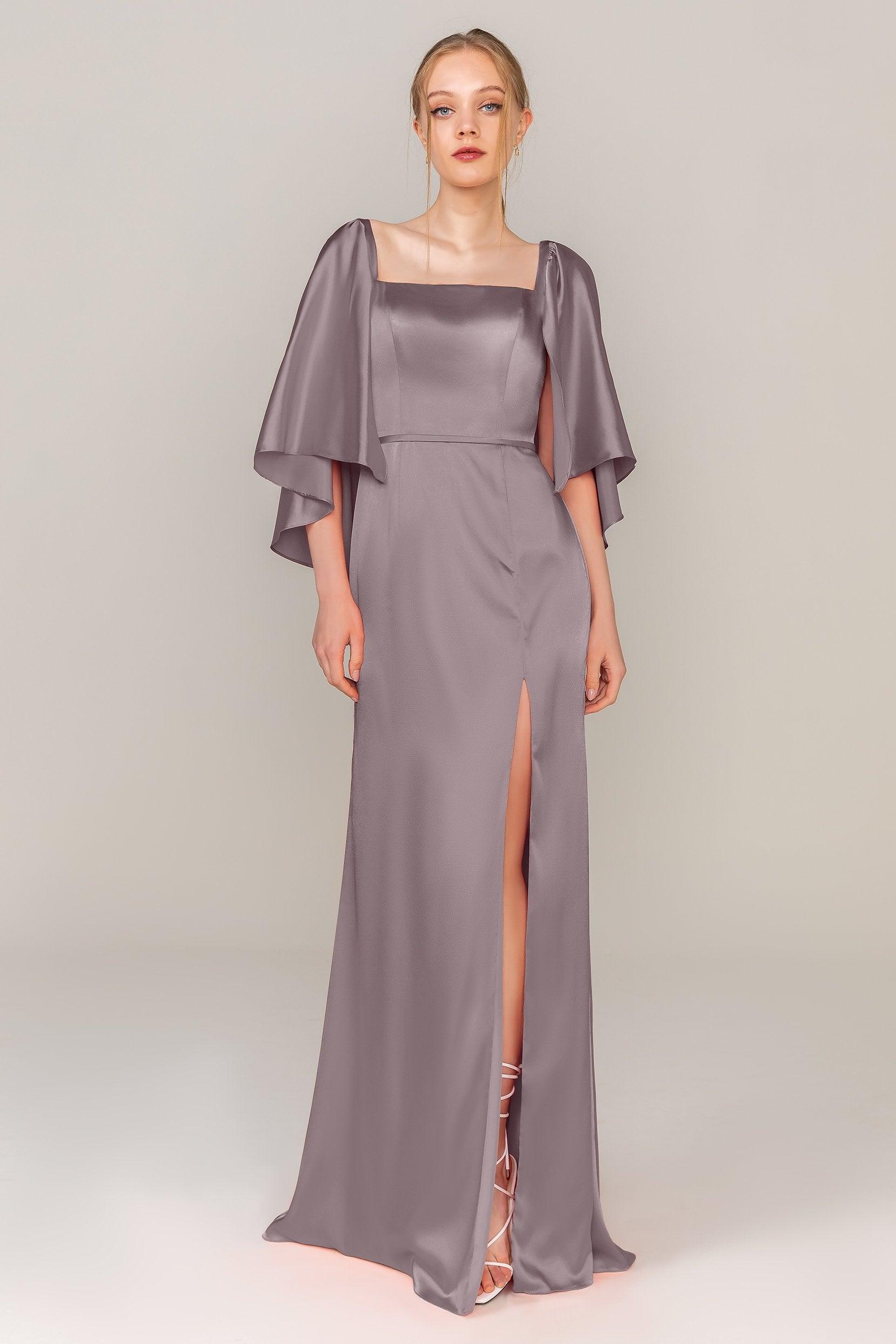 Sheath Sweep Train Luxe Satin Dress CS0320 - COCOMELODY