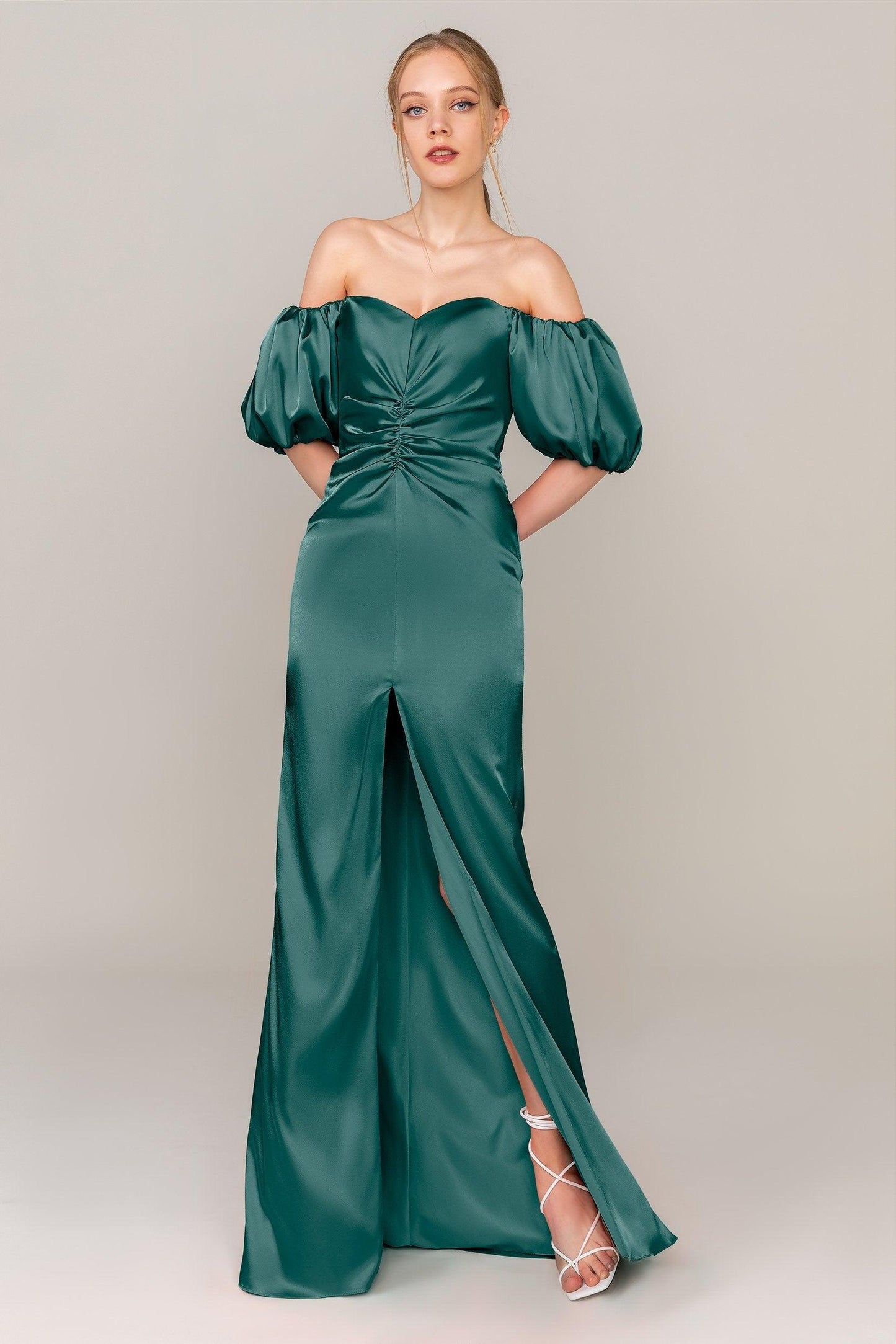 Sheath Floor Length Luxe Satin Dress CS0322 - COCOMELODY
