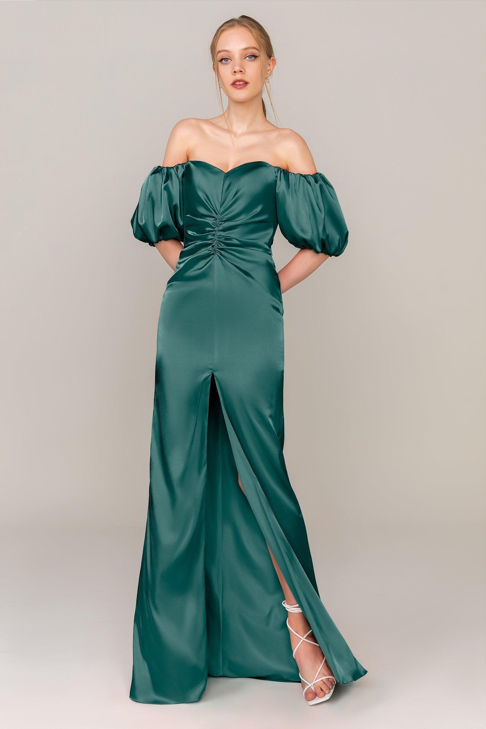 Sheath Floor Length Luxe Satin Dress CS0322 - COCOMELODY