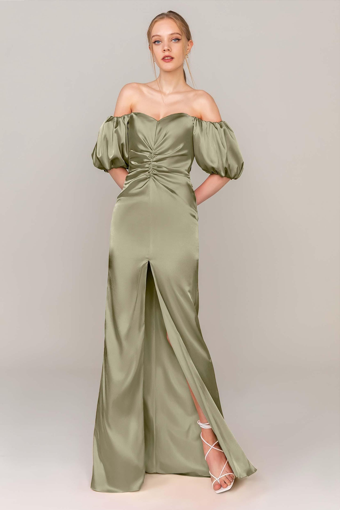 Sheath Floor Length Luxe Satin Dress CS0322 - COCOMELODY