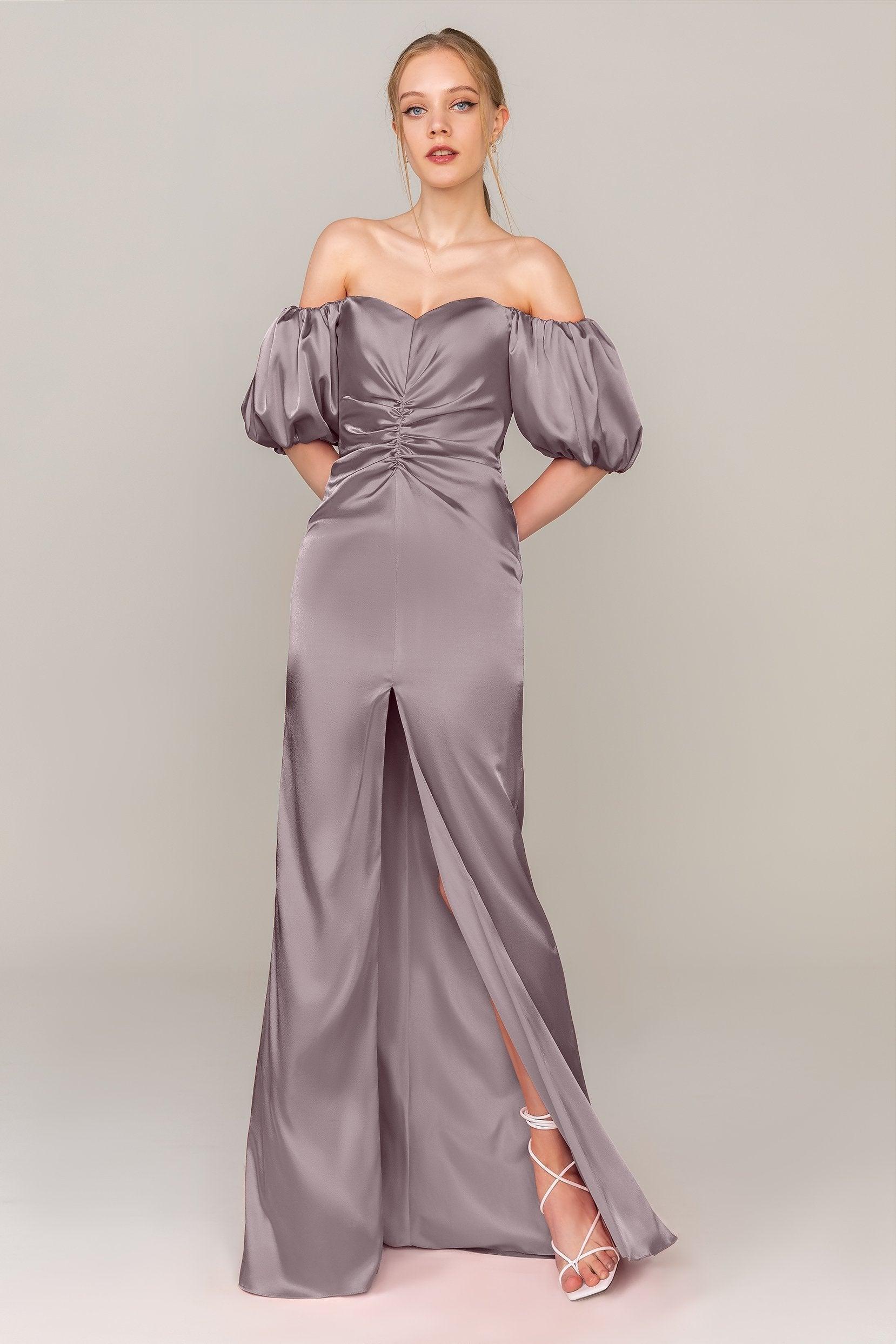 Sheath Floor Length Luxe Satin Dress CS0322 - COCOMELODY