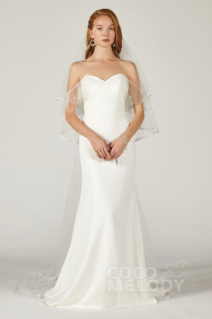 Trumpet Court Train Elastic Fabric Wedding Dress CW2217
