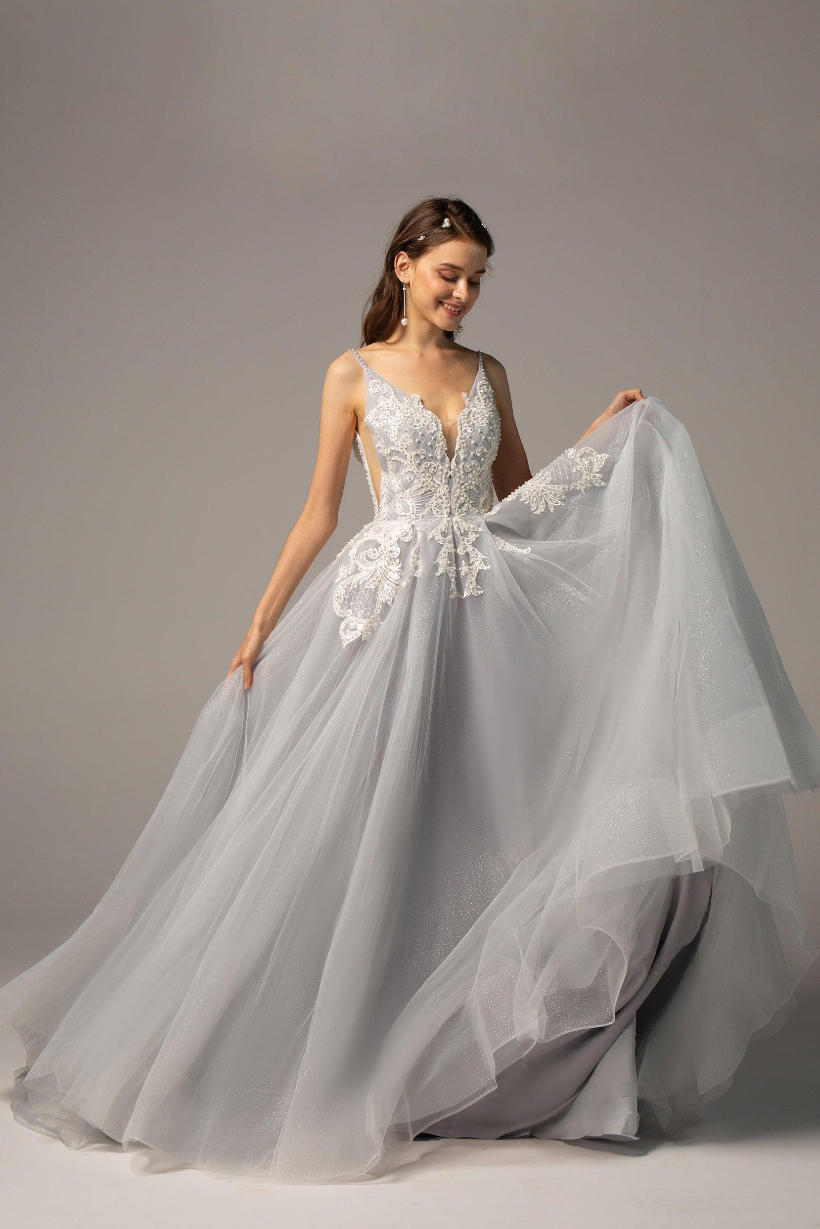 A-Line Court Train Tulle Wedding Dress CW2237 - COCOMELODY