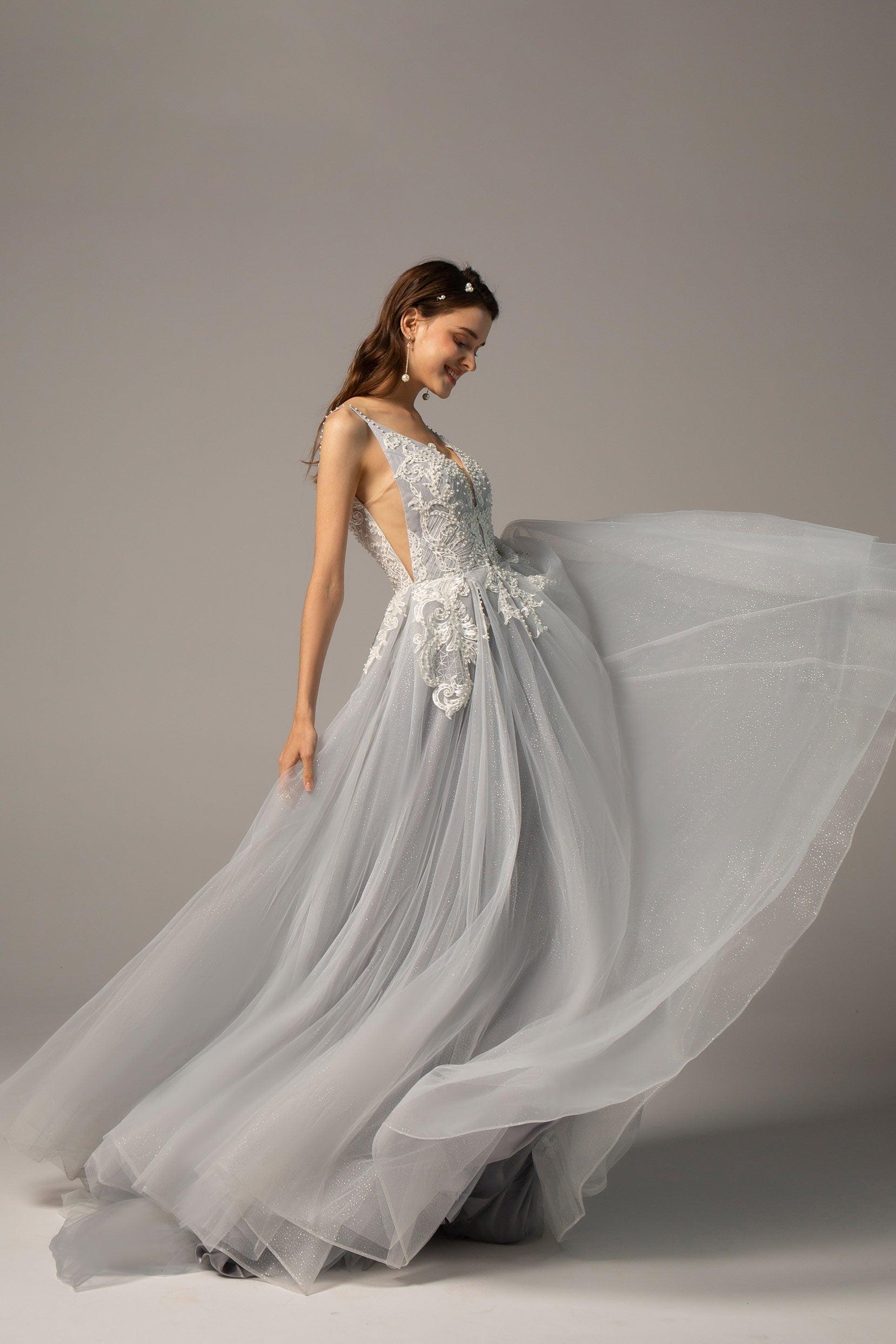 A-Line Court Train Tulle Wedding Dress CW2237 - COCOMELODY