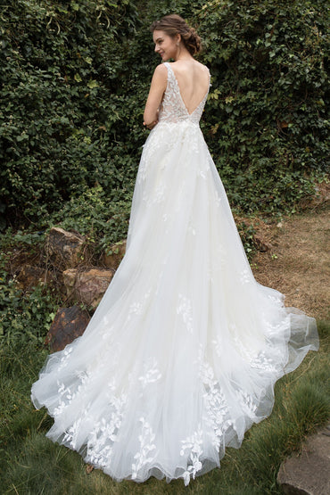 A-Line Court Train Tulle Wedding Dress CW2368