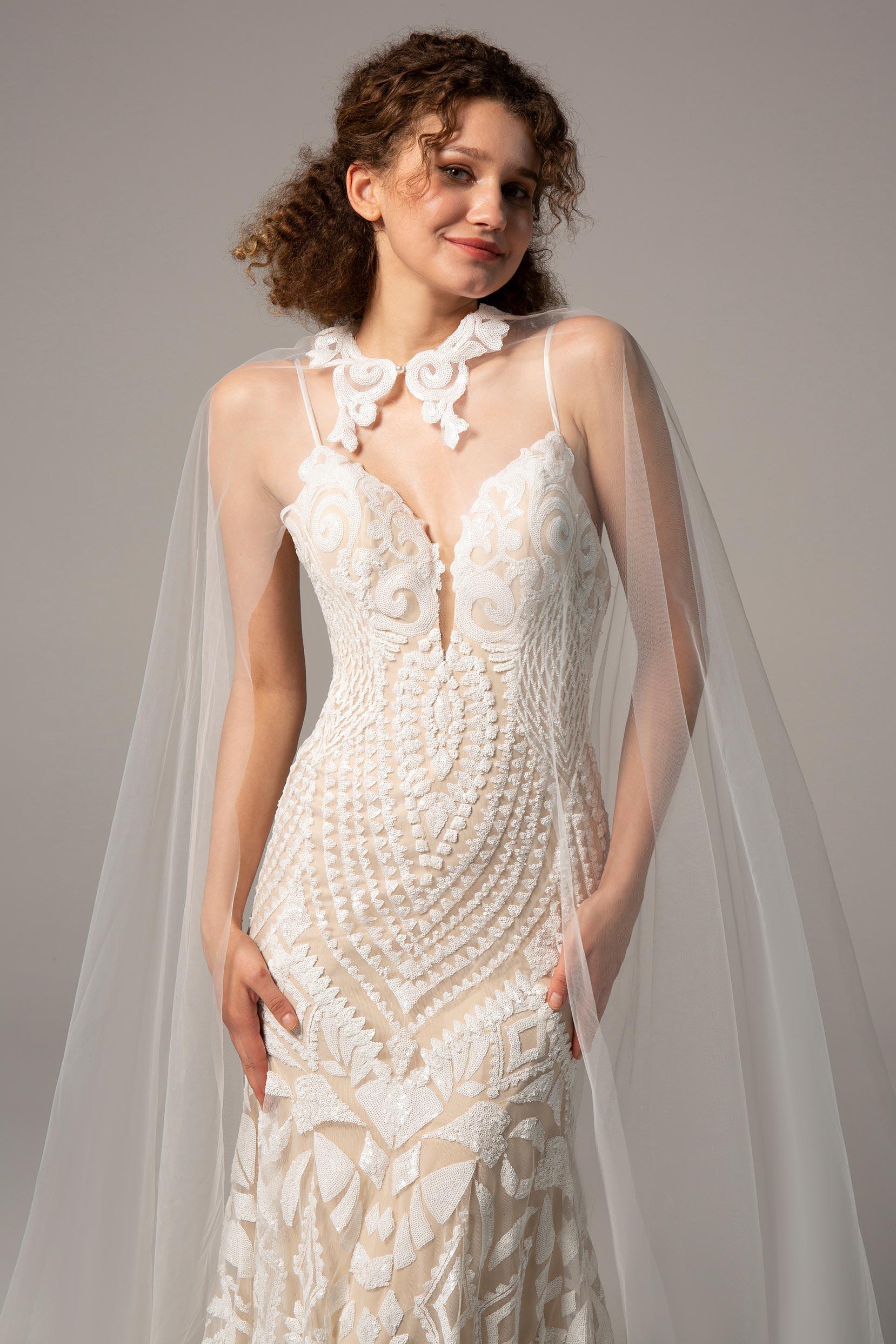 Trumpet-Mermaid Chapel Train Lace Wedding Dress CW2380 - COCOMELODY