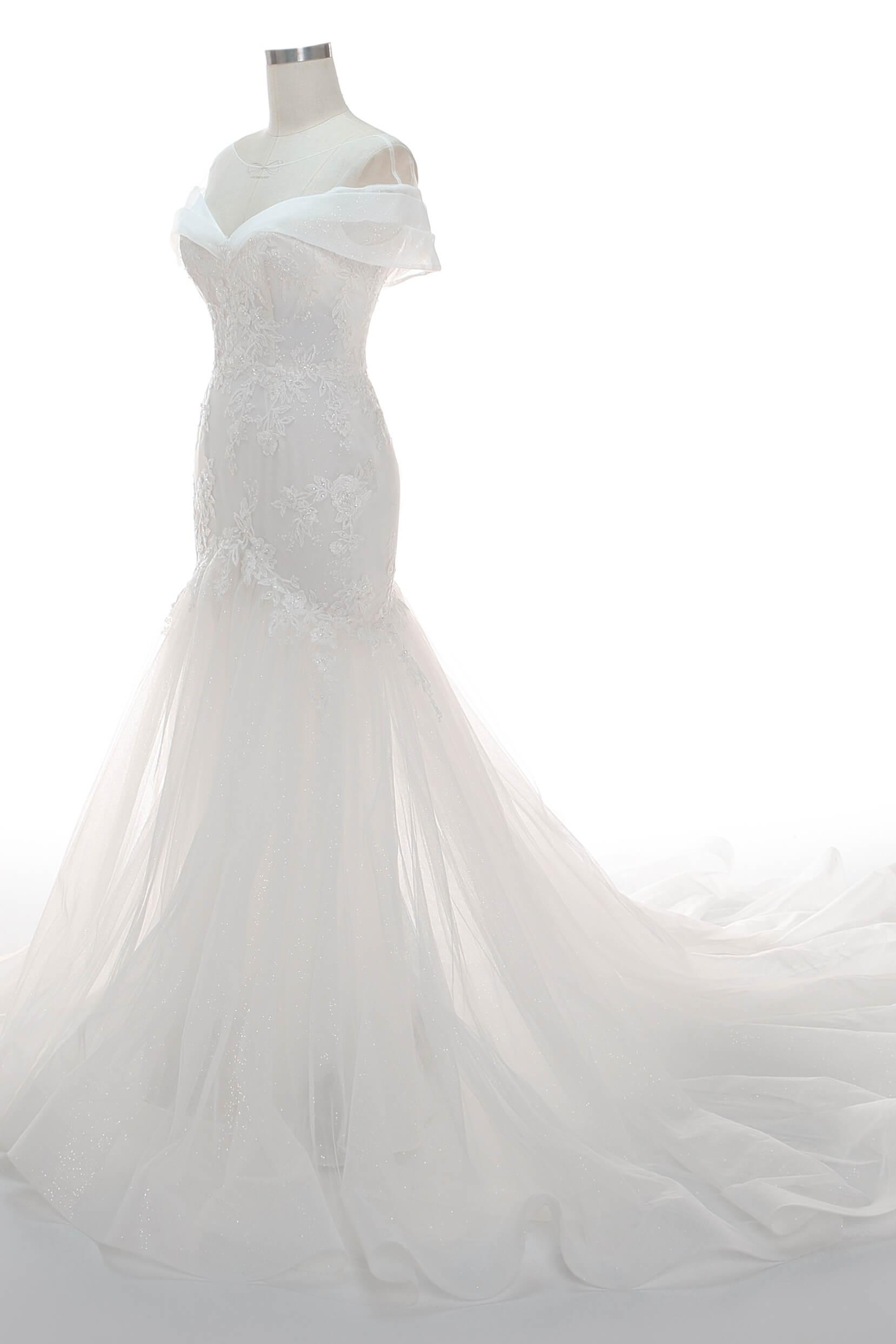 Trumpet-Mermaid Court Train Tulle Wedding Dress CW2401 - COCOMELODY