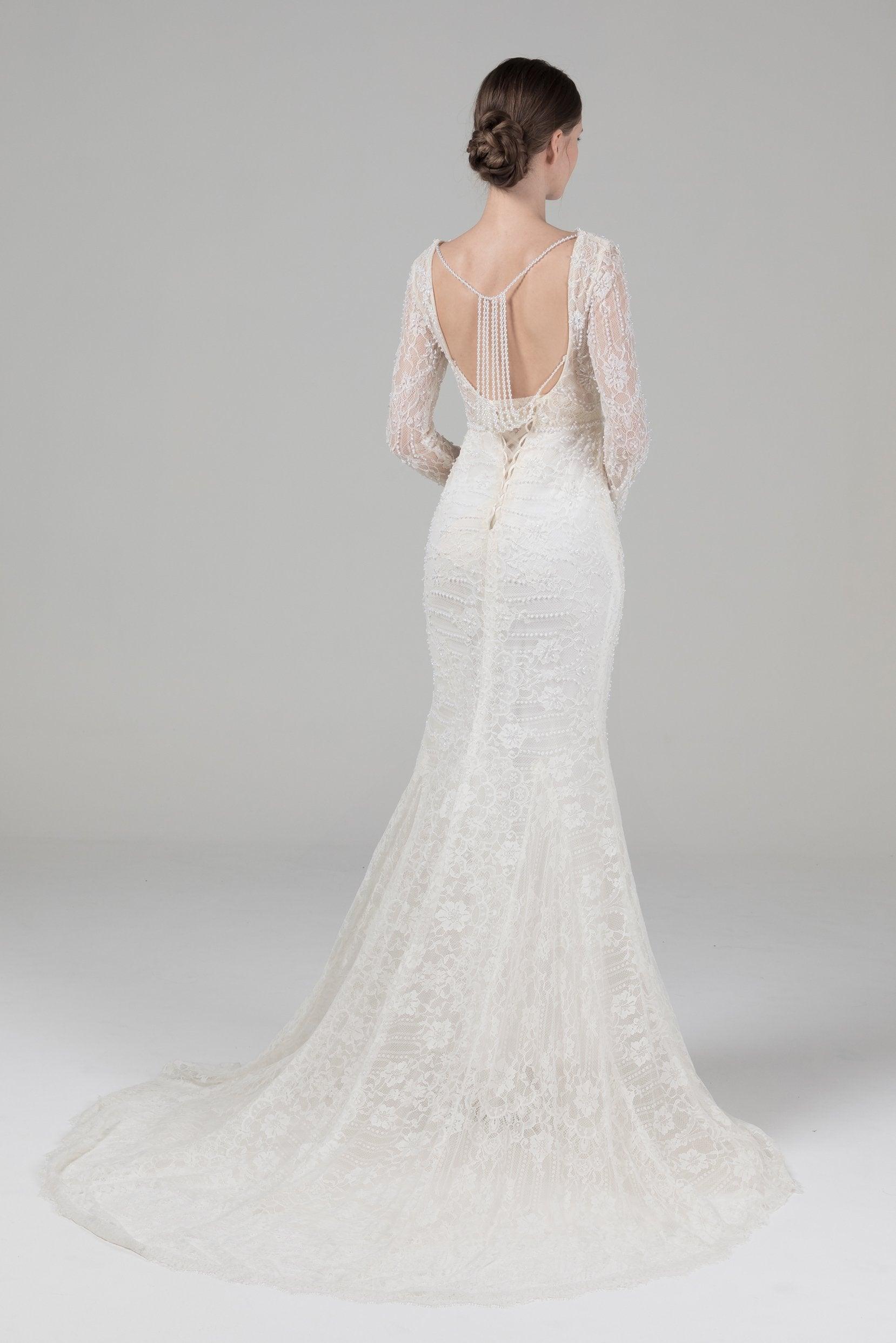 Mermaid Court Train Lace Wedding Dress CW2579 - COCOMELODY