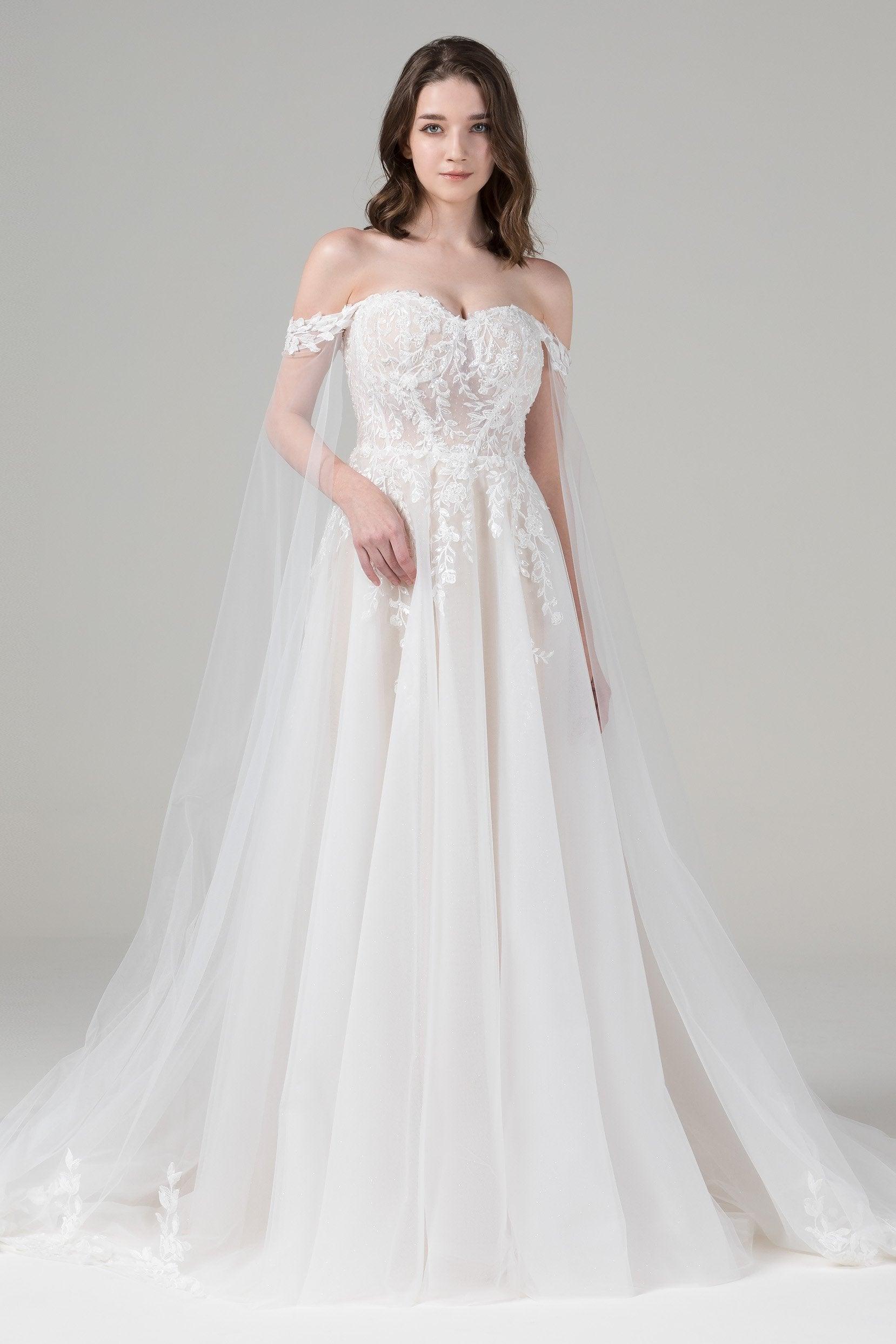 A-Line Court Train Tulle Lace Wedding Dress CW2584 - COCOMELODY