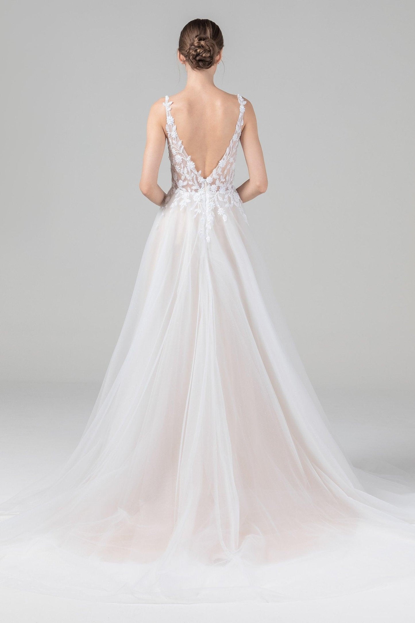 A-Line Court Train Tulle Lace Wedding Dress CW2585CR - COCOMELODY