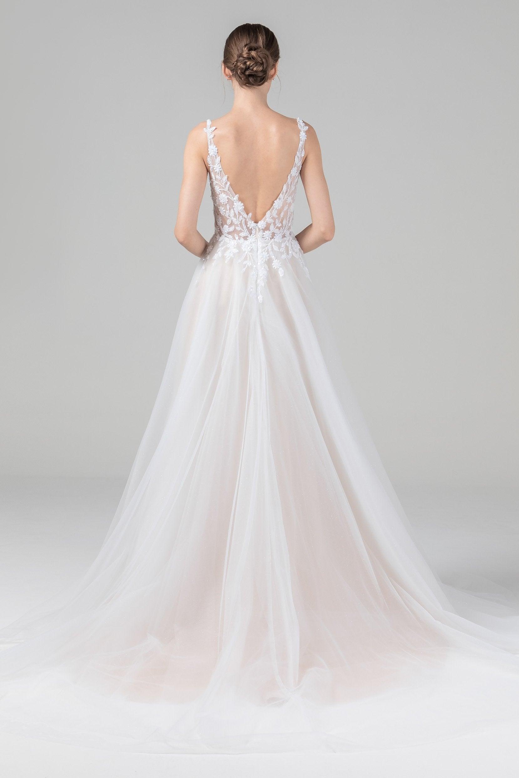 A-Line Court Train Tulle Lace Wedding Dress CW2585CR - COCOMELODY