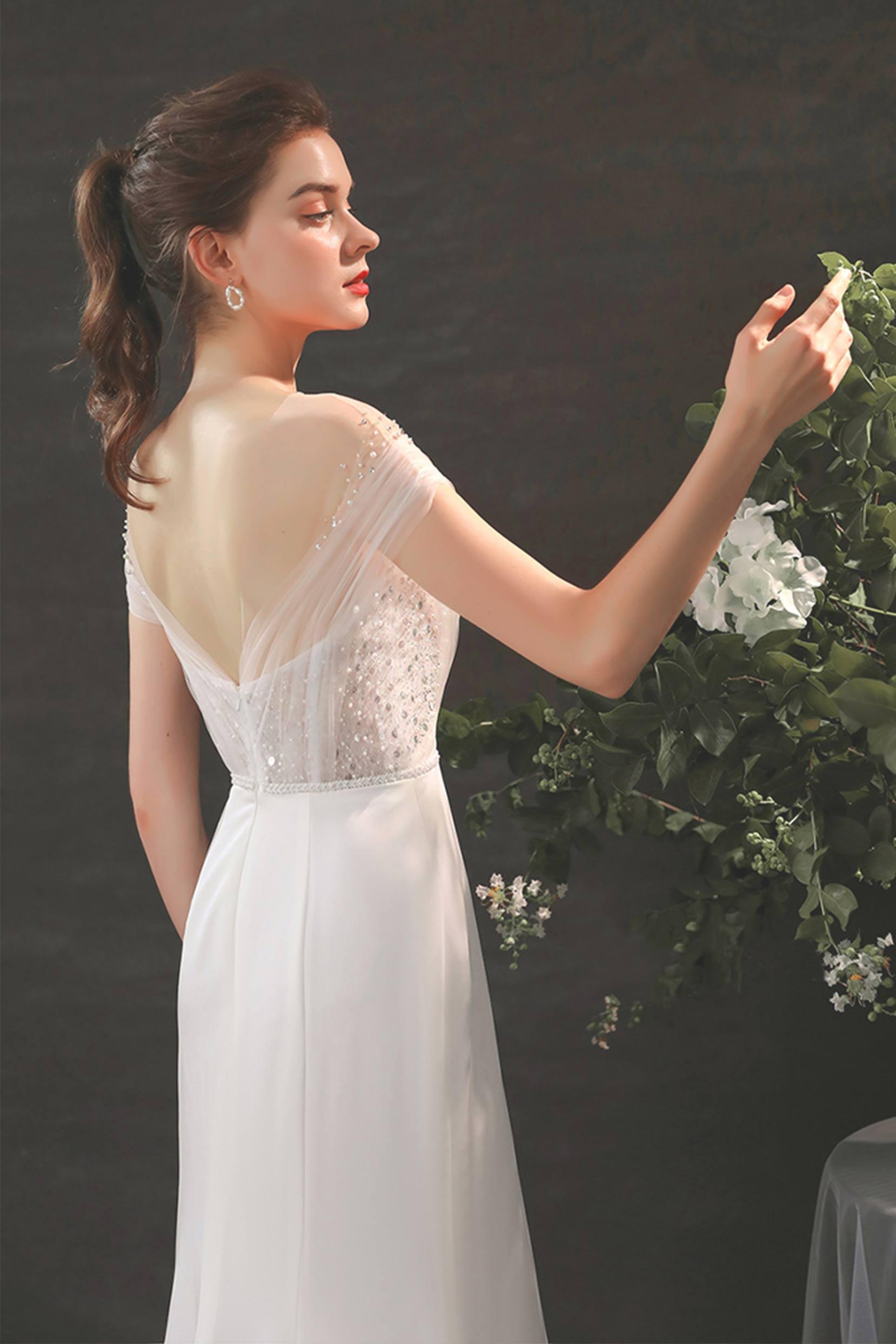 Mermaid Sweep-Brush Train Lace Tulle Wedding Dress CW2689 - COCOMELODY