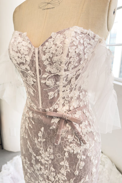 Trumpet-Mermaid Court Train Sparkle Tulle Wedding Dress CW2998