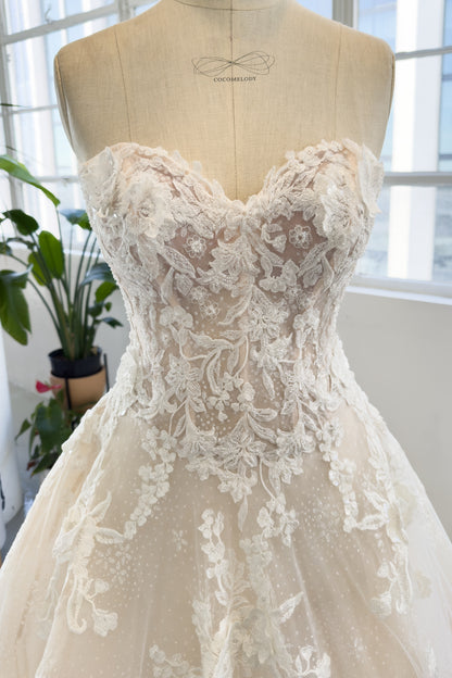 A-Line Chapel Train Sparkle Tulle Wedding Dress CW3004