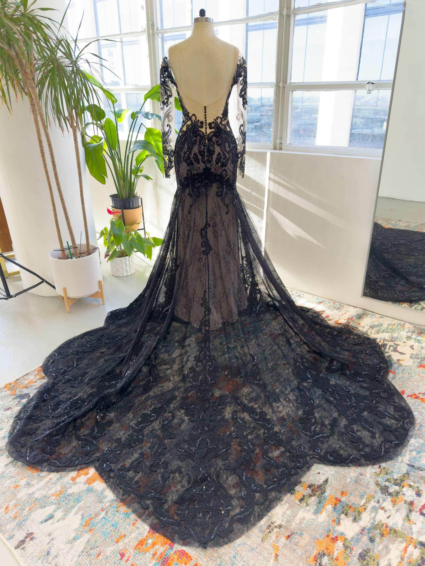Trumpet Bateau Chapel Train Lace Tulle Wedding Dress COCOMELODY CW3009, 45 Days / As Picture:Black/Medium Nude / US20-UK22-EUR50 Trumpet Bateau Chapel Train Lace Tulle Wedding Dress COCOMELODY CW3009, 45 Days / As Picture:Black/Medium Nude / US20-UK22-EUR50