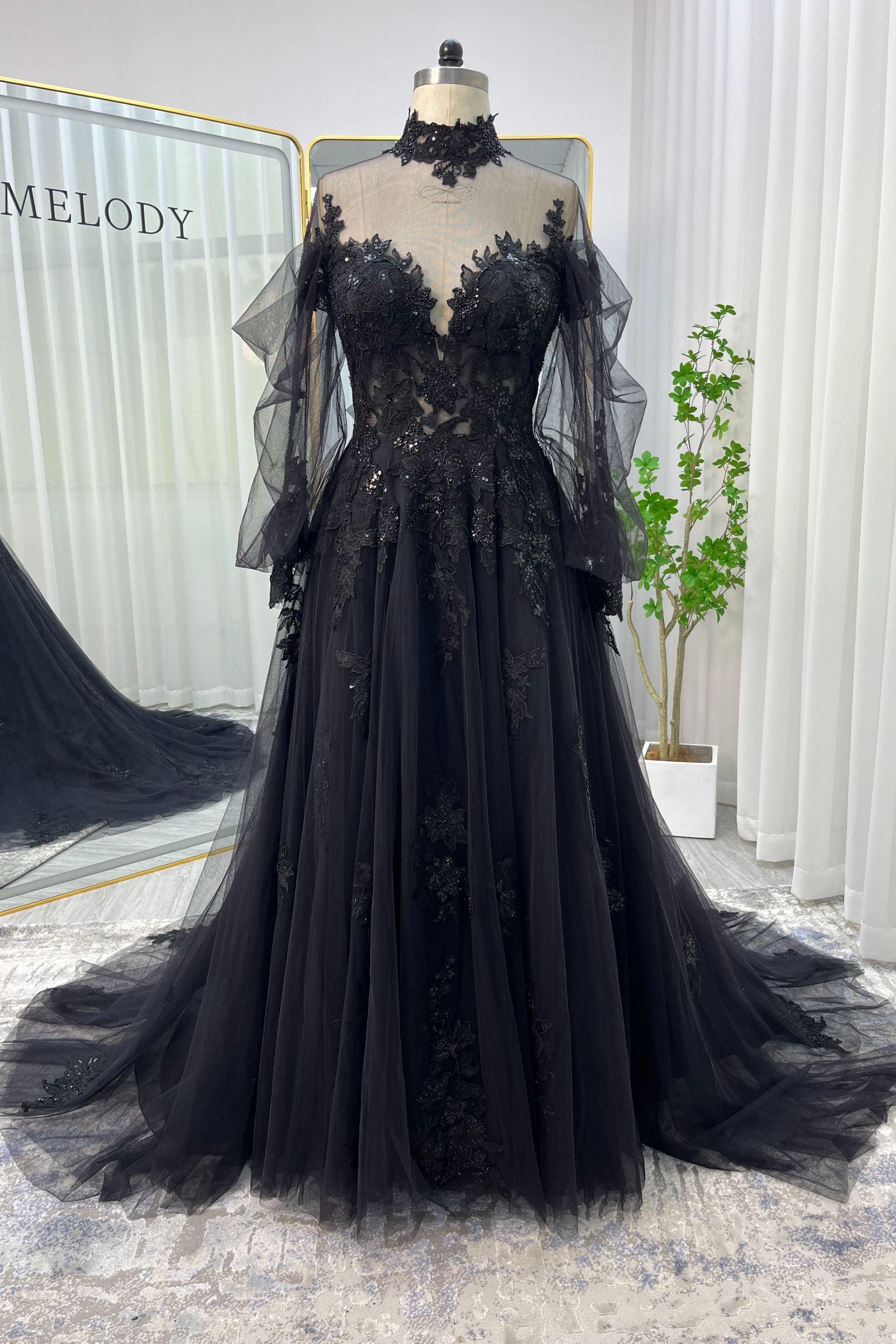 A-Line Court Train Lace Tulle Wedding Dress CW3156 - COCOMELODY