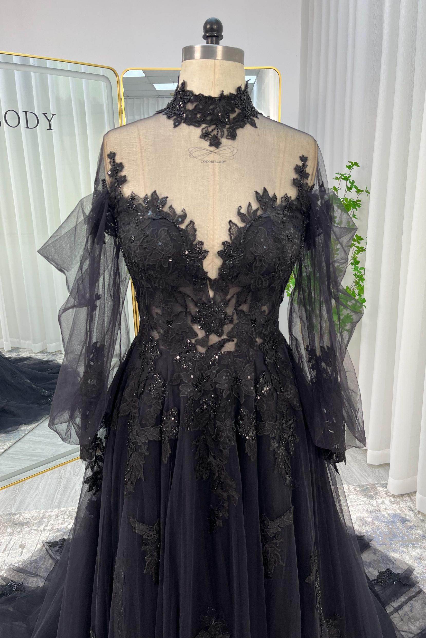 A-Line Court Train Lace Tulle Wedding Dress CW3156 - COCOMELODY