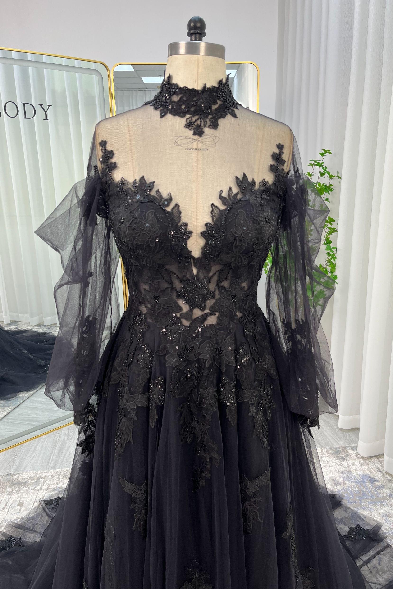 A-Line Court Train Lace Tulle Wedding Dress CW3156 - COCOMELODY