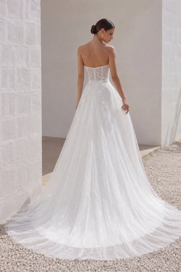 A-Line Court Train Lace Tulle Wedding Dress CW3239