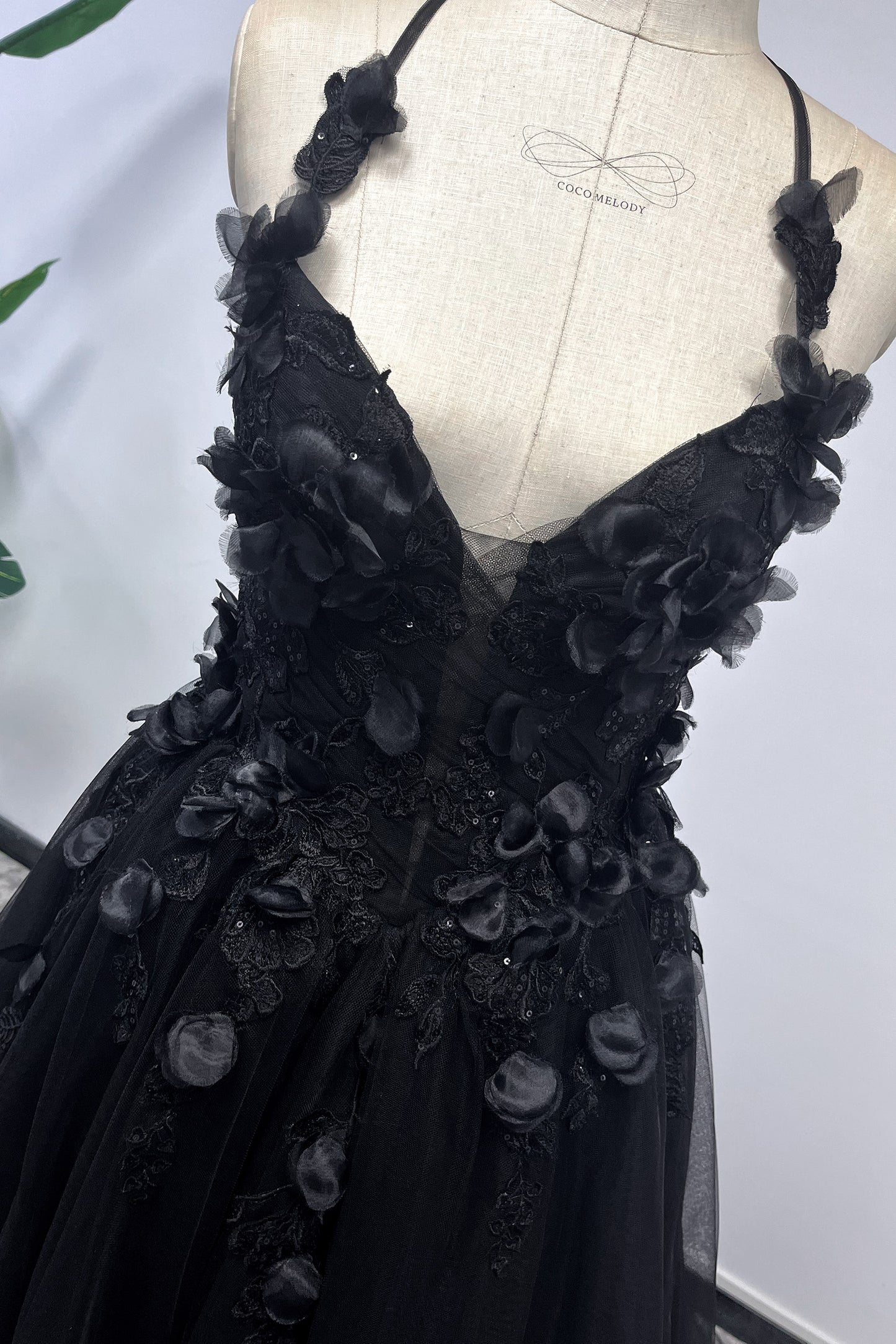 A-Line Chapel Train Sequined Lace Tulle Wedding Dress CW3347