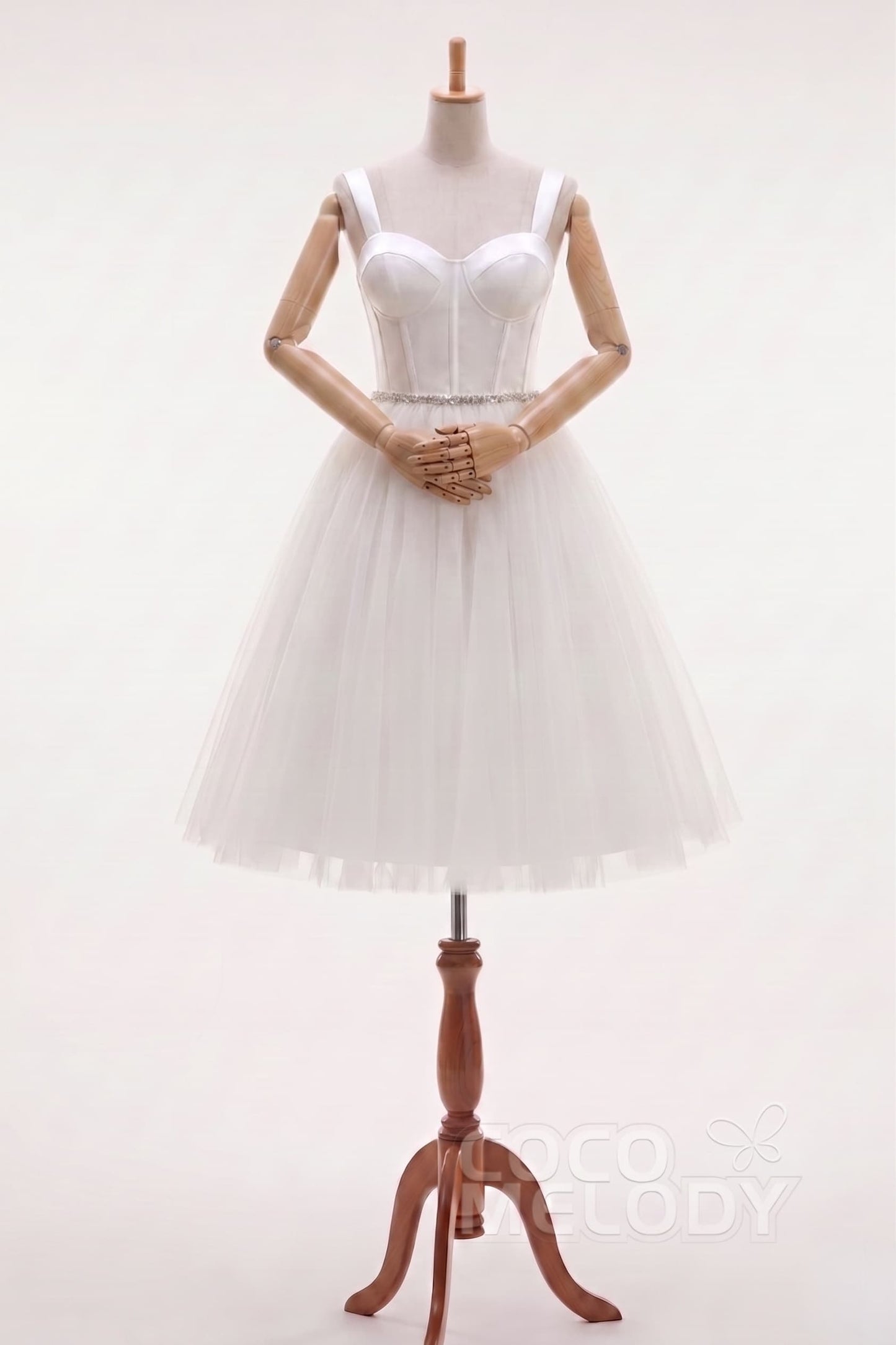 Sweetheart Beaded Tulle Short-Mini Little White Dress CW3381
