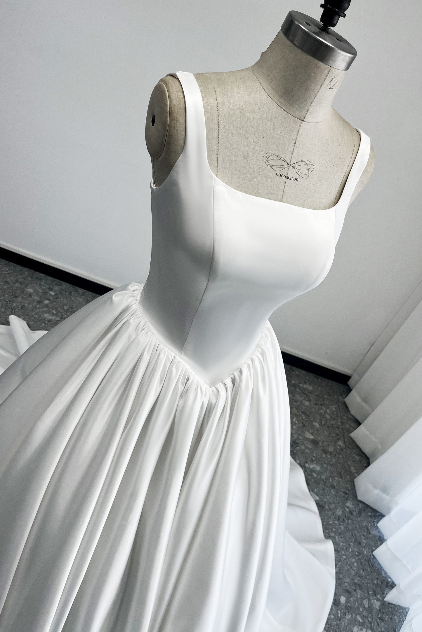 A-Line Court Train Satin Wedding Dress CW3503