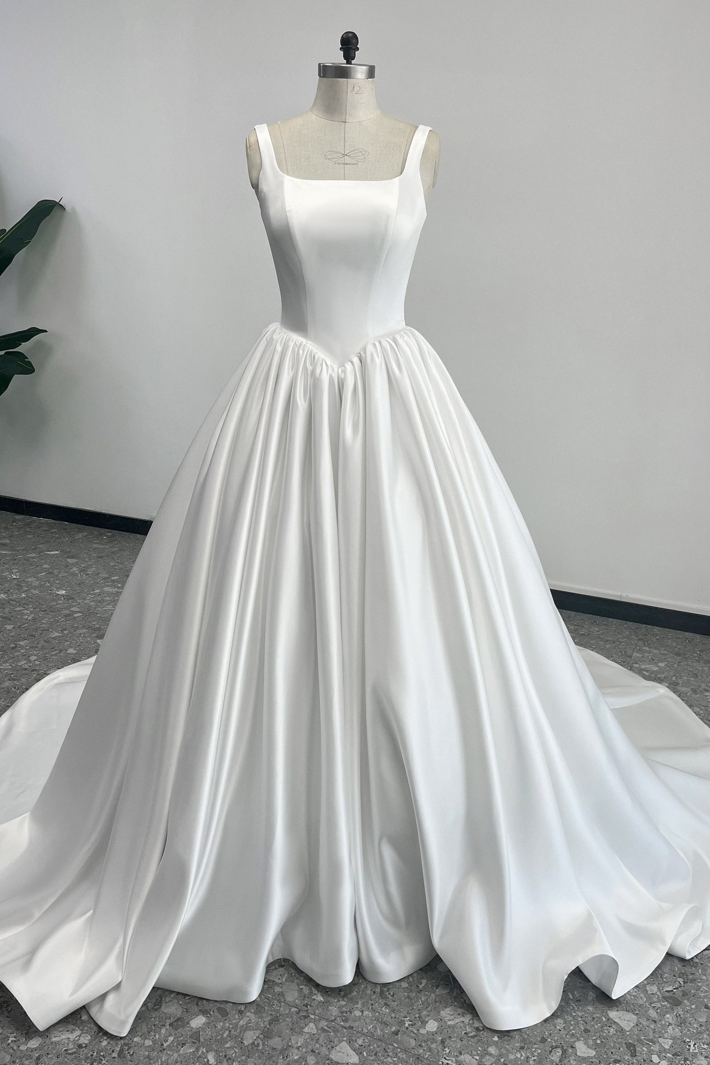 A-Line Court Train Satin Wedding Dress CW3503