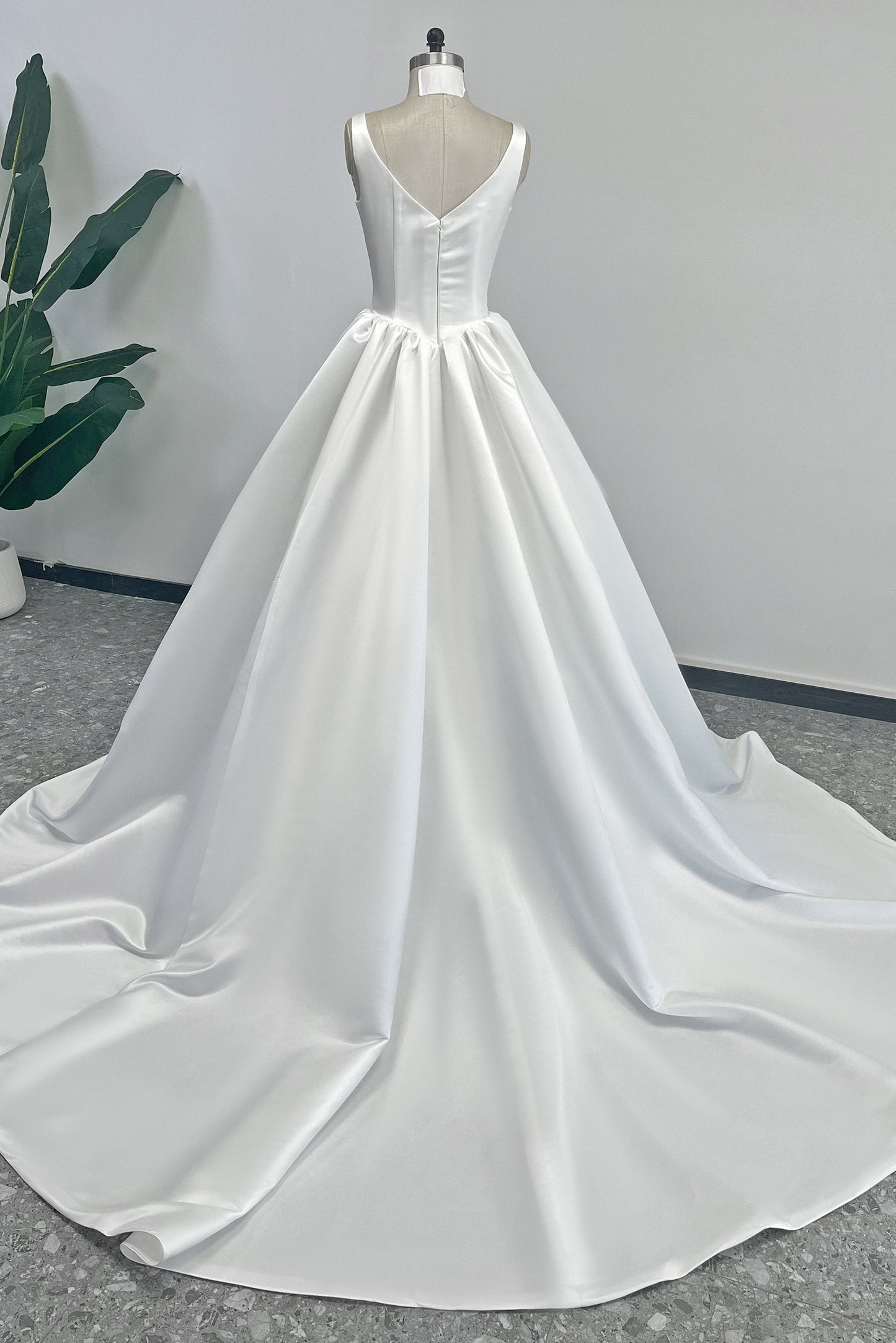 A-Line Court Train Satin Wedding Dress CW3503