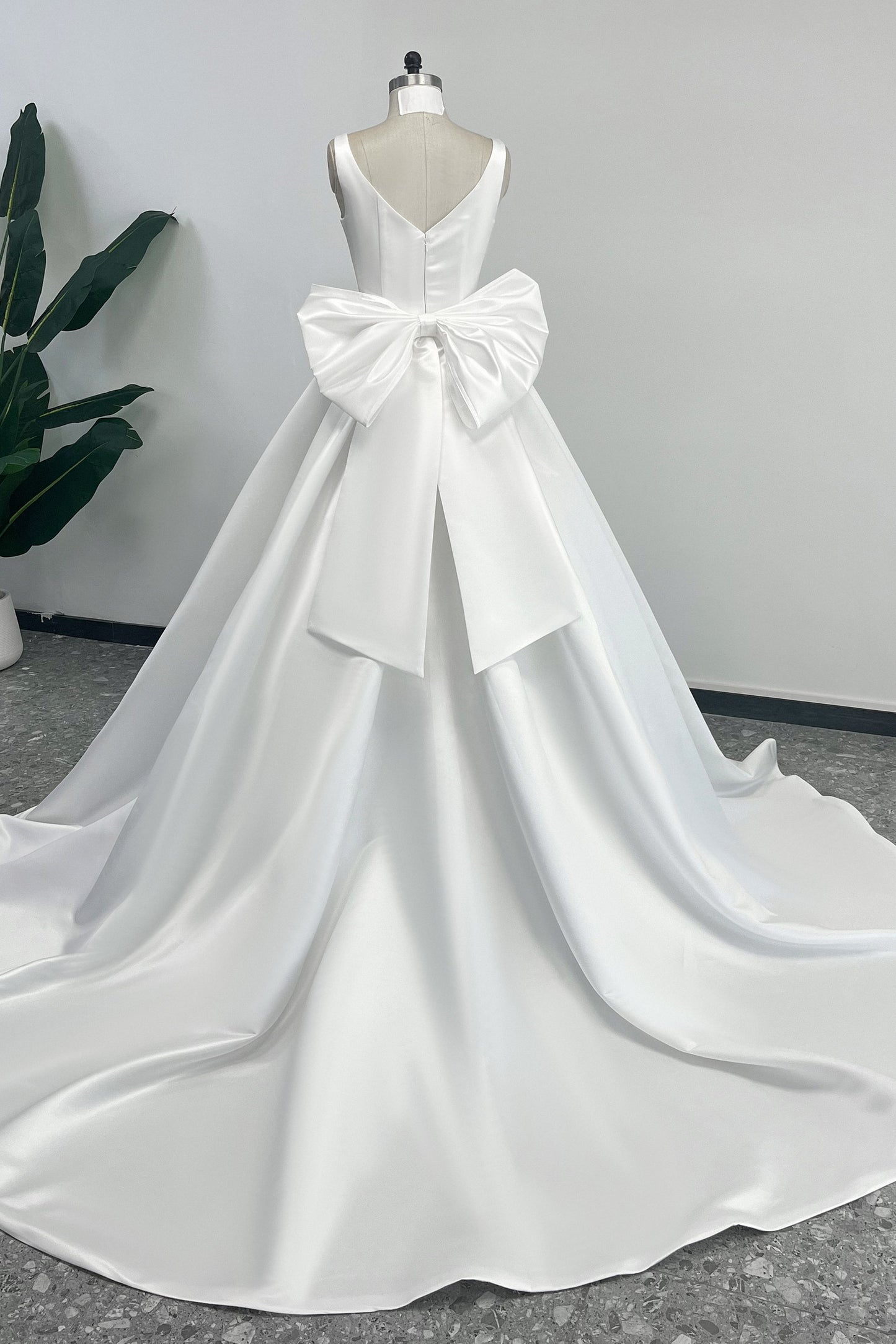 A-Line Court Train Satin Wedding Dress CW3503