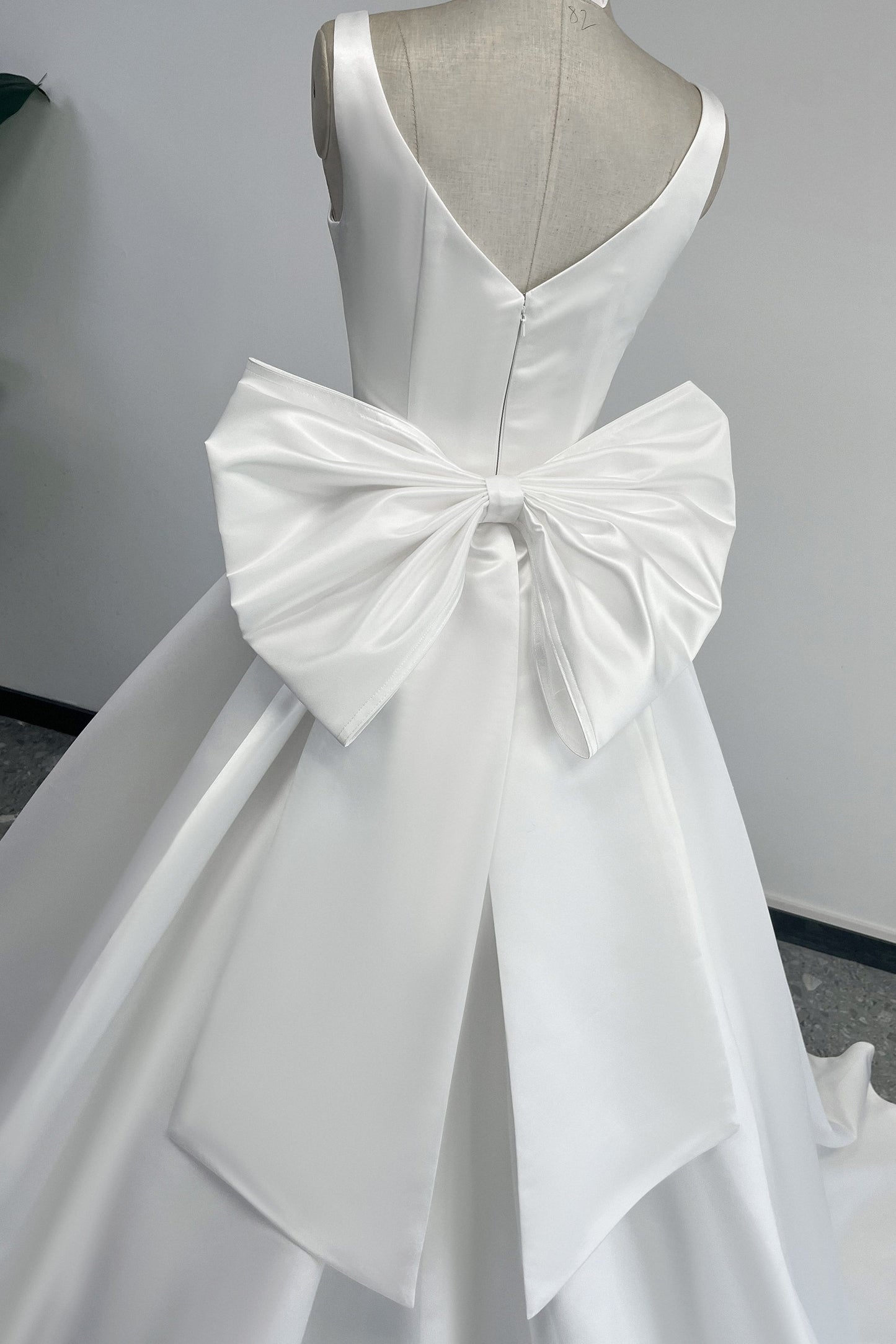 A-Line Court Train Satin Wedding Dress CW3503