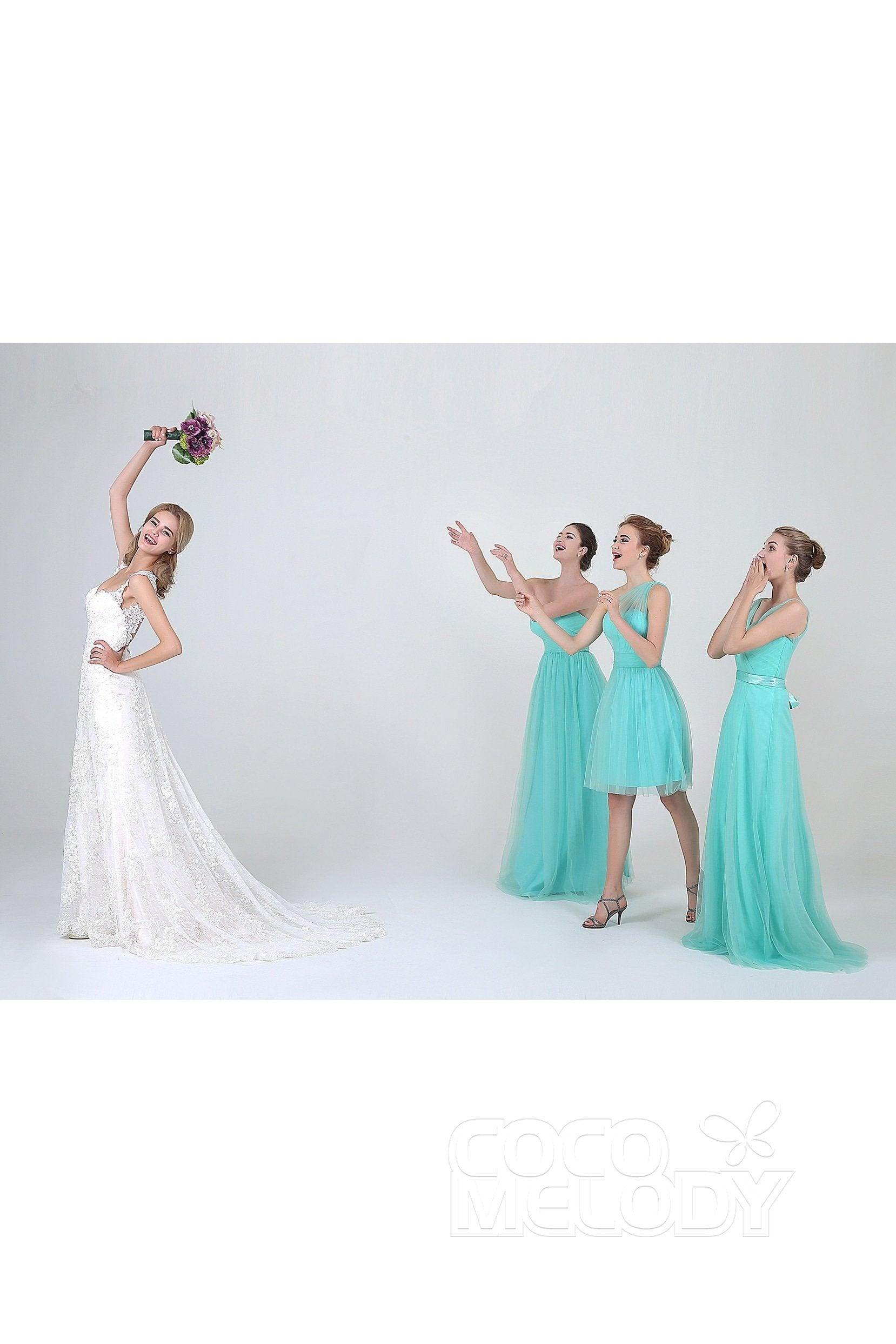 Sheath-Column Court Train Lace Wedding Dress CWVT15002 - COCOMELODY