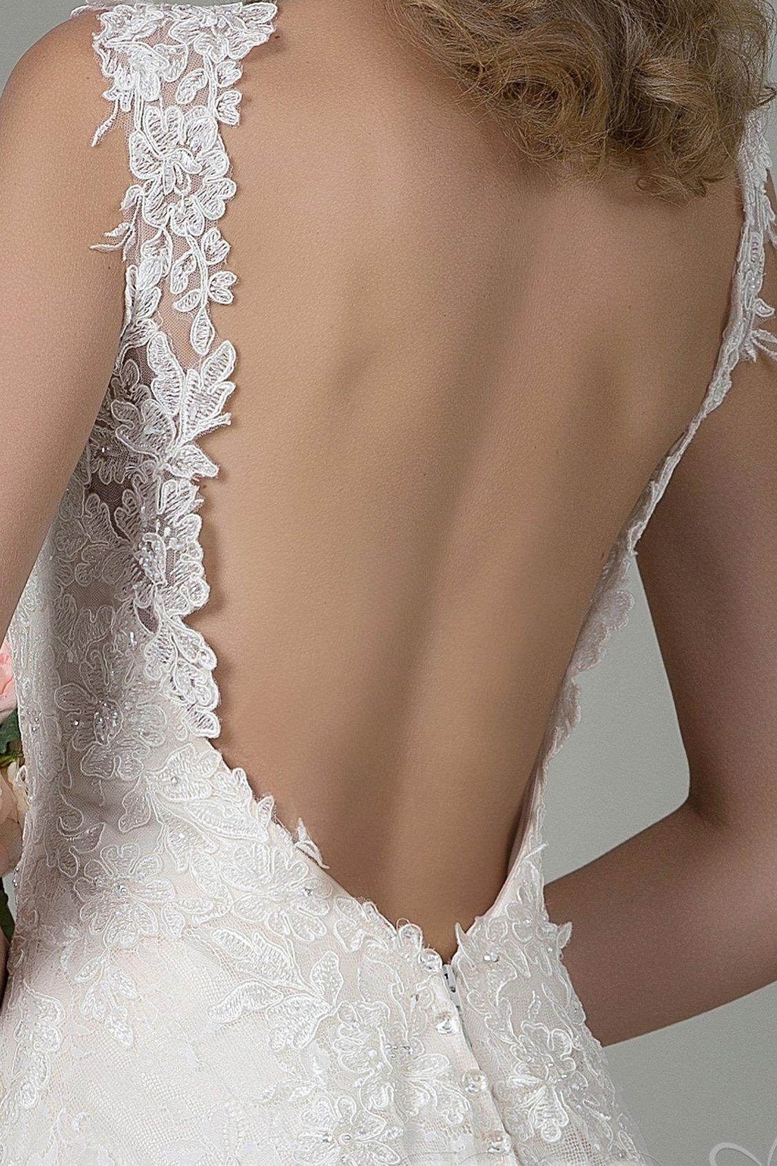 Sheath-Column Court Train Lace Wedding Dress CWVT15002 - COCOMELODY