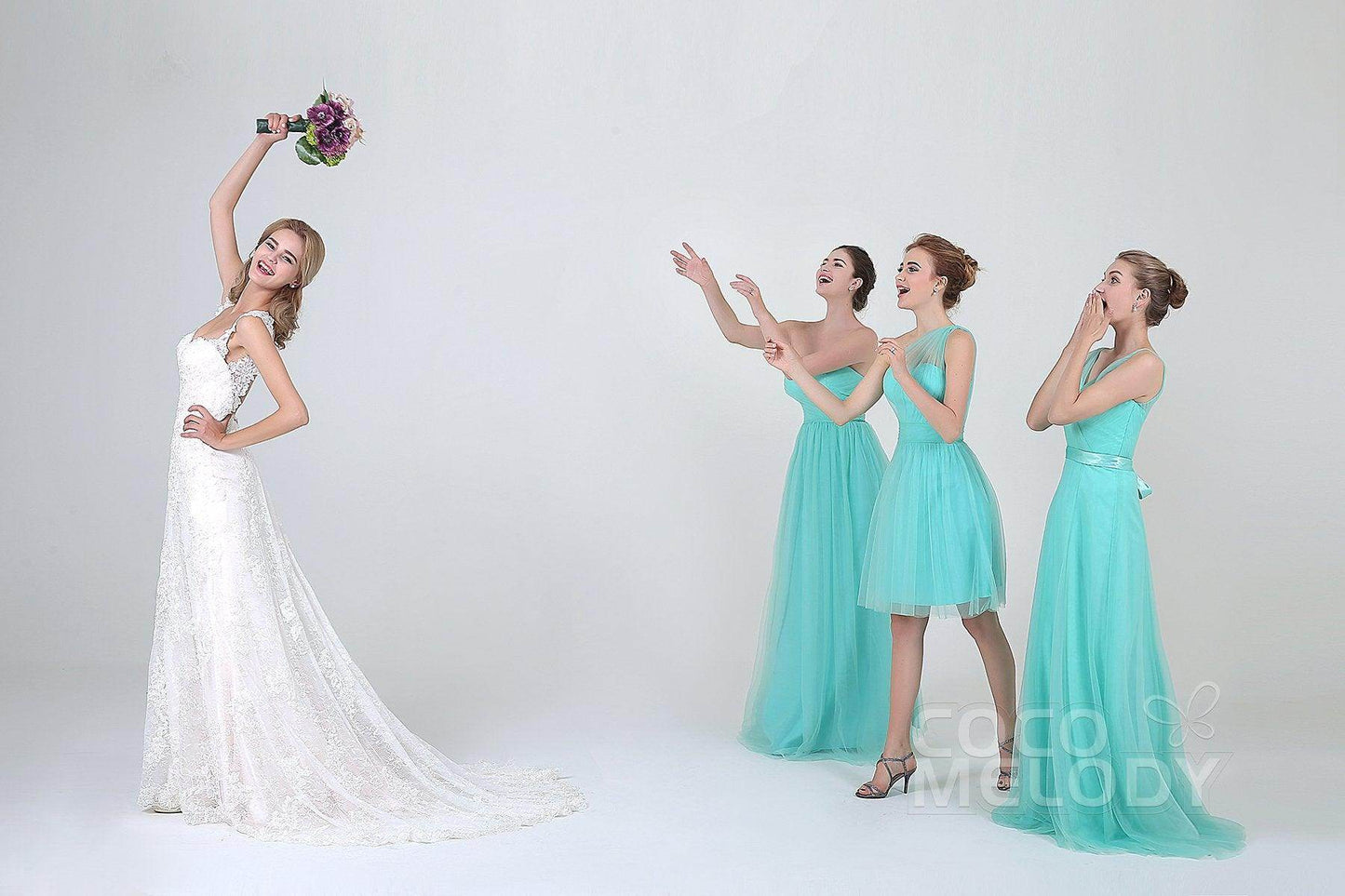 A-Line Short-Mini Tulle Bridesmaid Dress LOZM1503F - COCOMELODY
