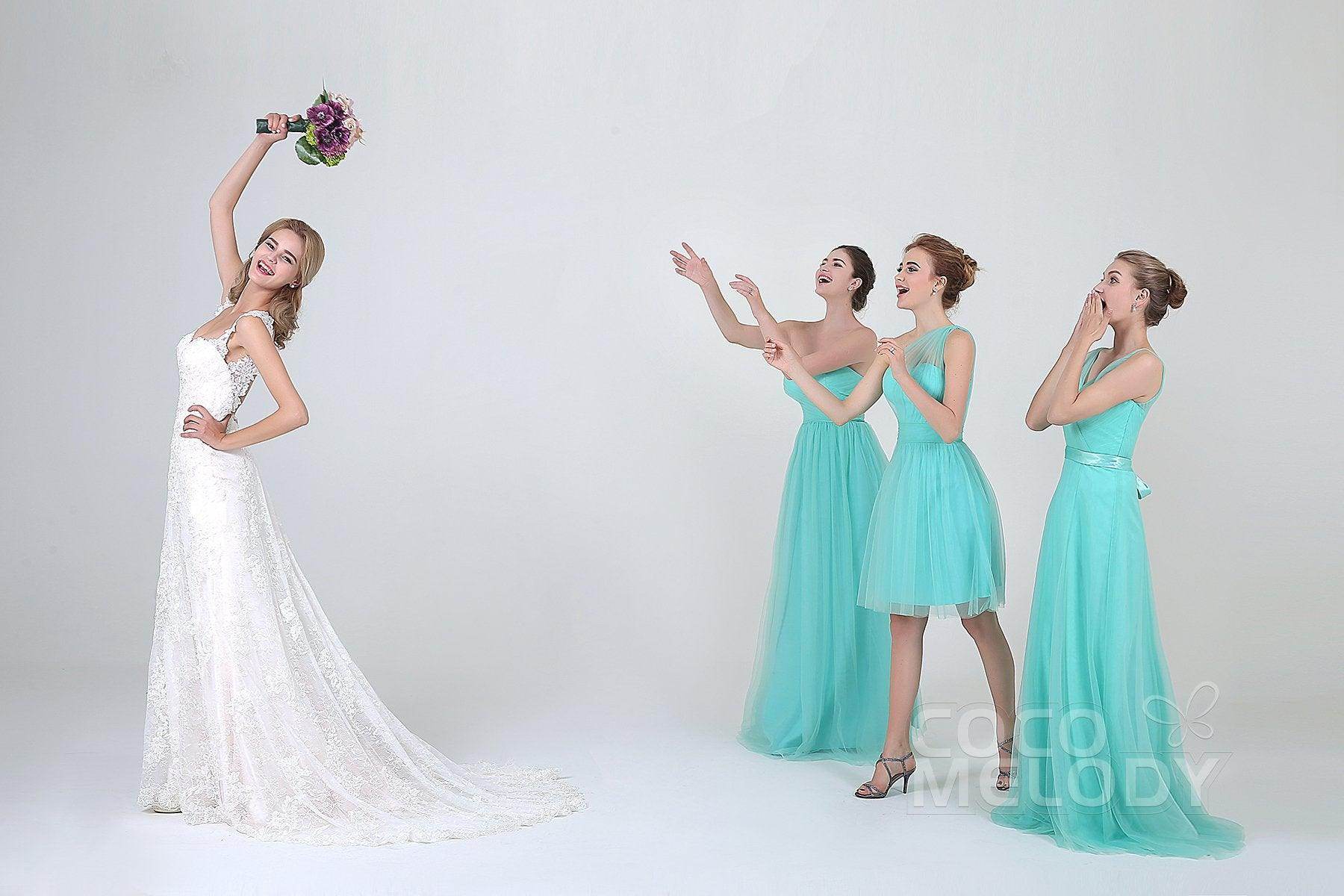 A-Line Short-Mini Tulle Bridesmaid Dress LOZM1503F - COCOMELODY